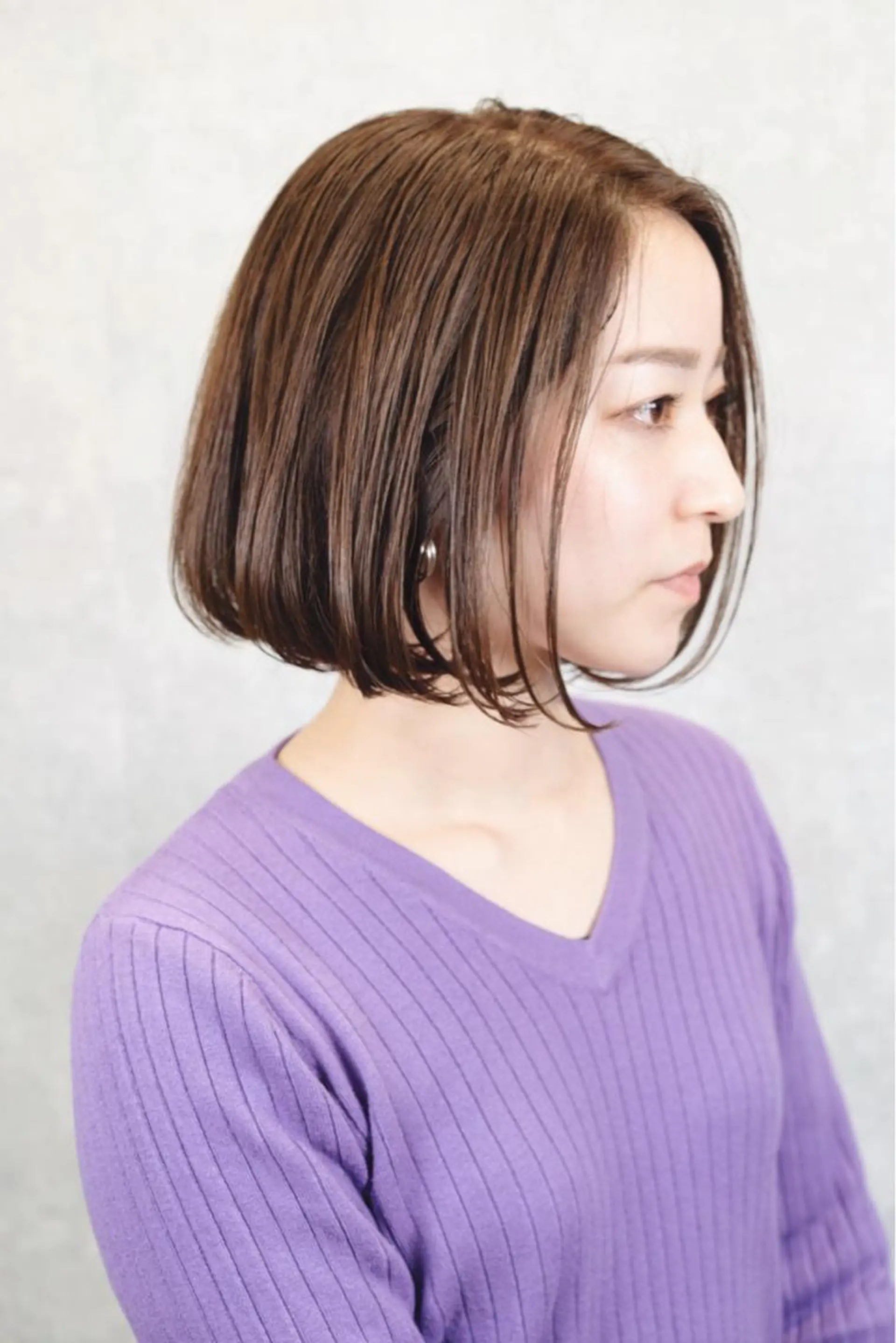 ショート カラー アッシュ ブラウンカラー 透明感カラー ハイトーンカラー バイオレットカラー カット ヘアカラー 肌に馴染む暗髪 梅田・増田のヘアスタイル