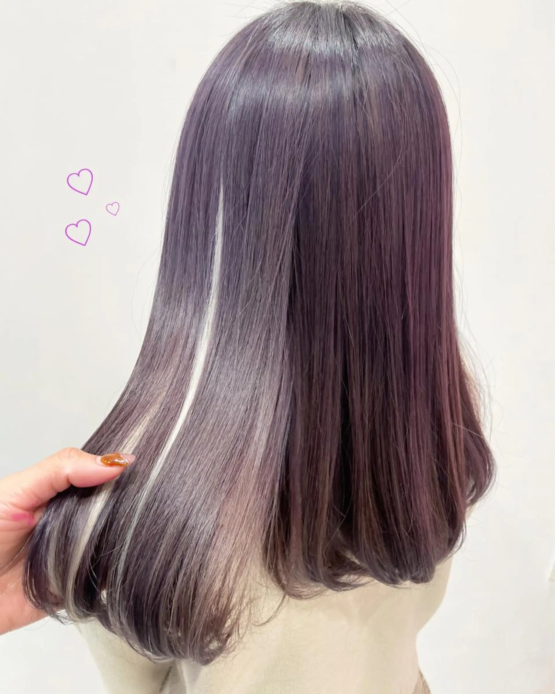 ミディアム カラー シールエクステ グレージュ ラベンダーカラー ラベンダーグレージュ ラベンダーグレー 新宿駅近♡個室 ♡関口三都季🌜のヘアスタイル