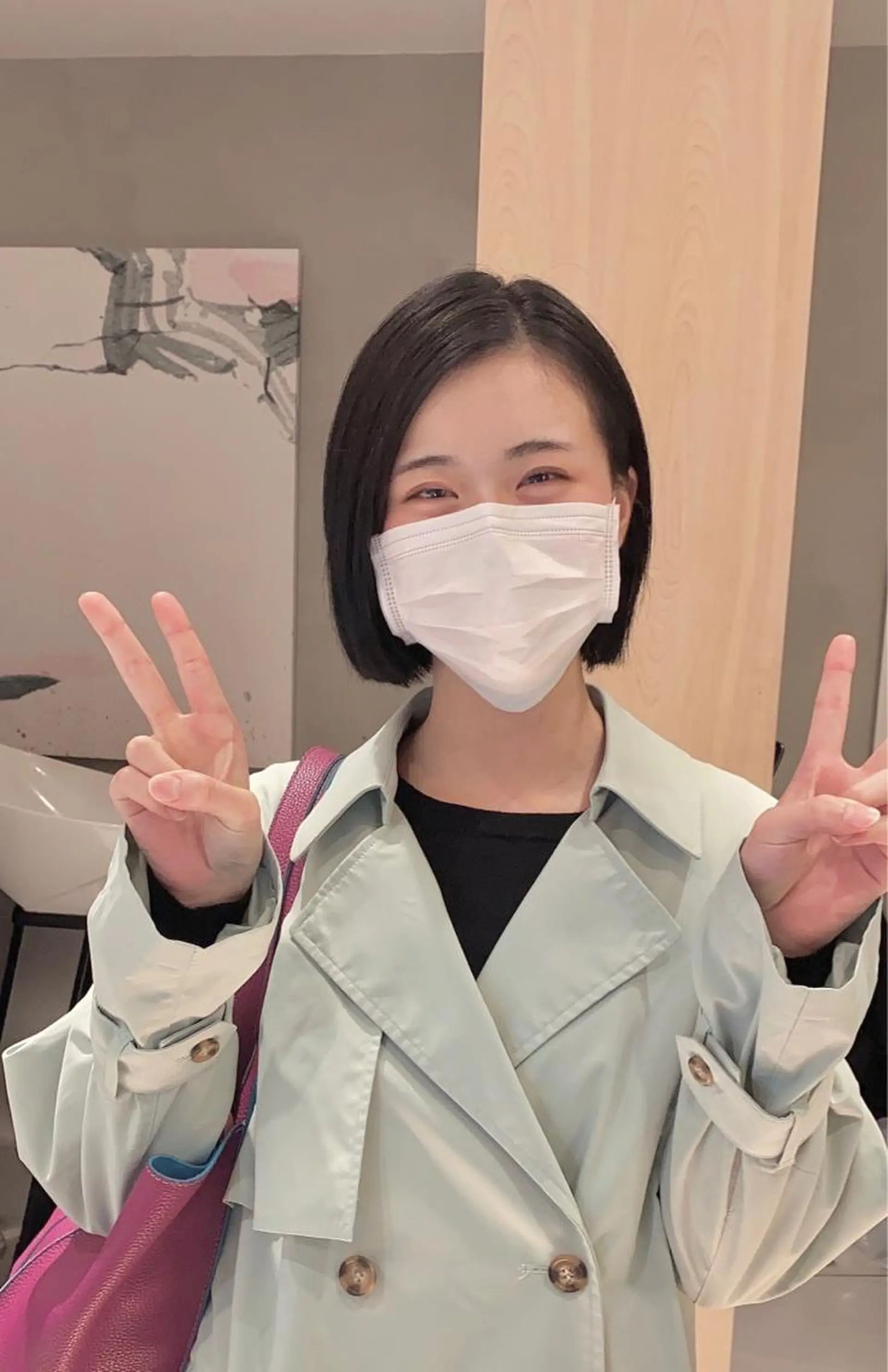 ショート カラー ヘアアレンジ 赤み消しグレージュ 🫒ｒｅｏｎのヘアスタイル