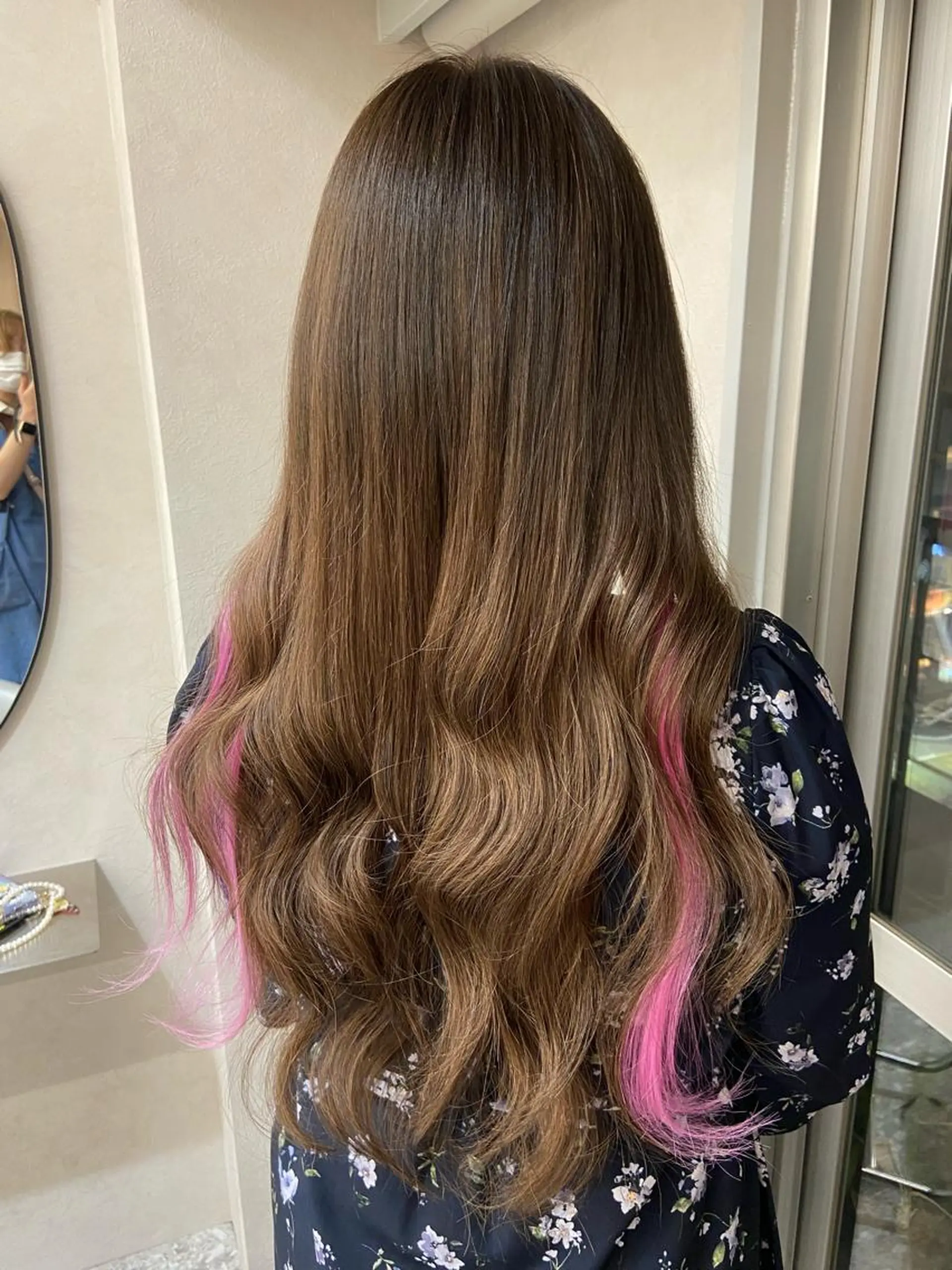 ロング カラー シールエクステ ブリーチ ブラウンカラー ケアカラー ダブルカラー 新宿/韓国ヘア 中明度カラー/かやのヘアスタイル