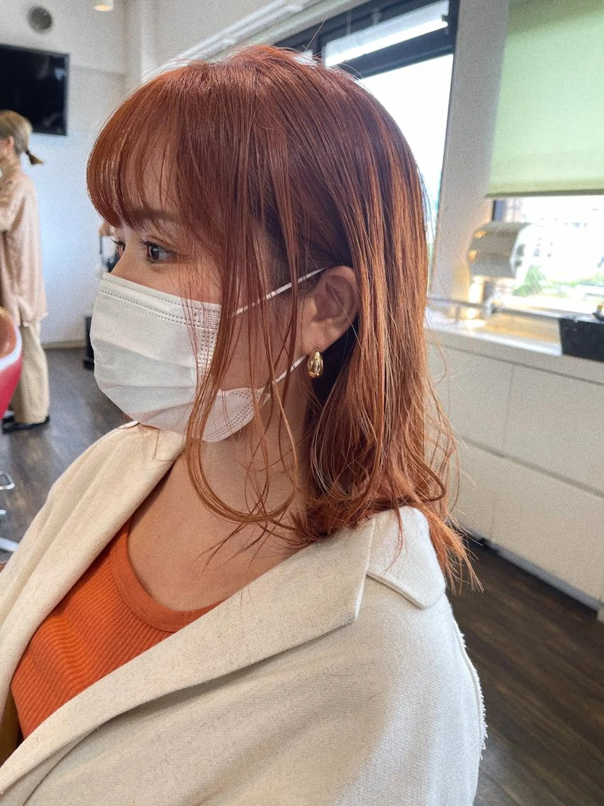 セミロング カラー ブラウンカラー オレンジ オレンジブラウン カット ヘアカラー メンズスタイル /メンズパーマ/須藤のヘアスタイル