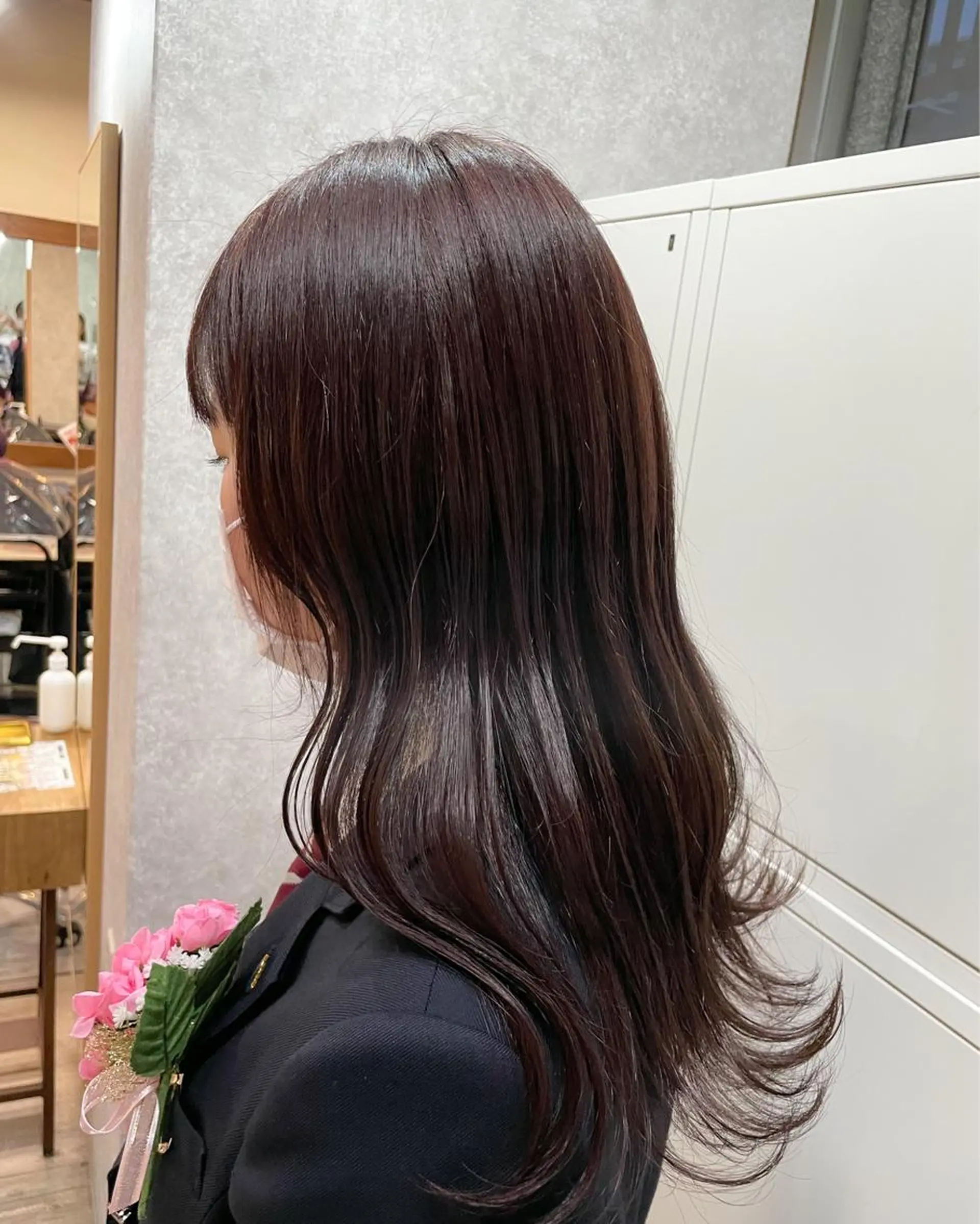 セミロング カラー ブラウンカラー 透明感カラー ピンクカラー ピンクブラウン ヘアカラー トリートメント イワタ マハ/ minim hairのヘアスタイル