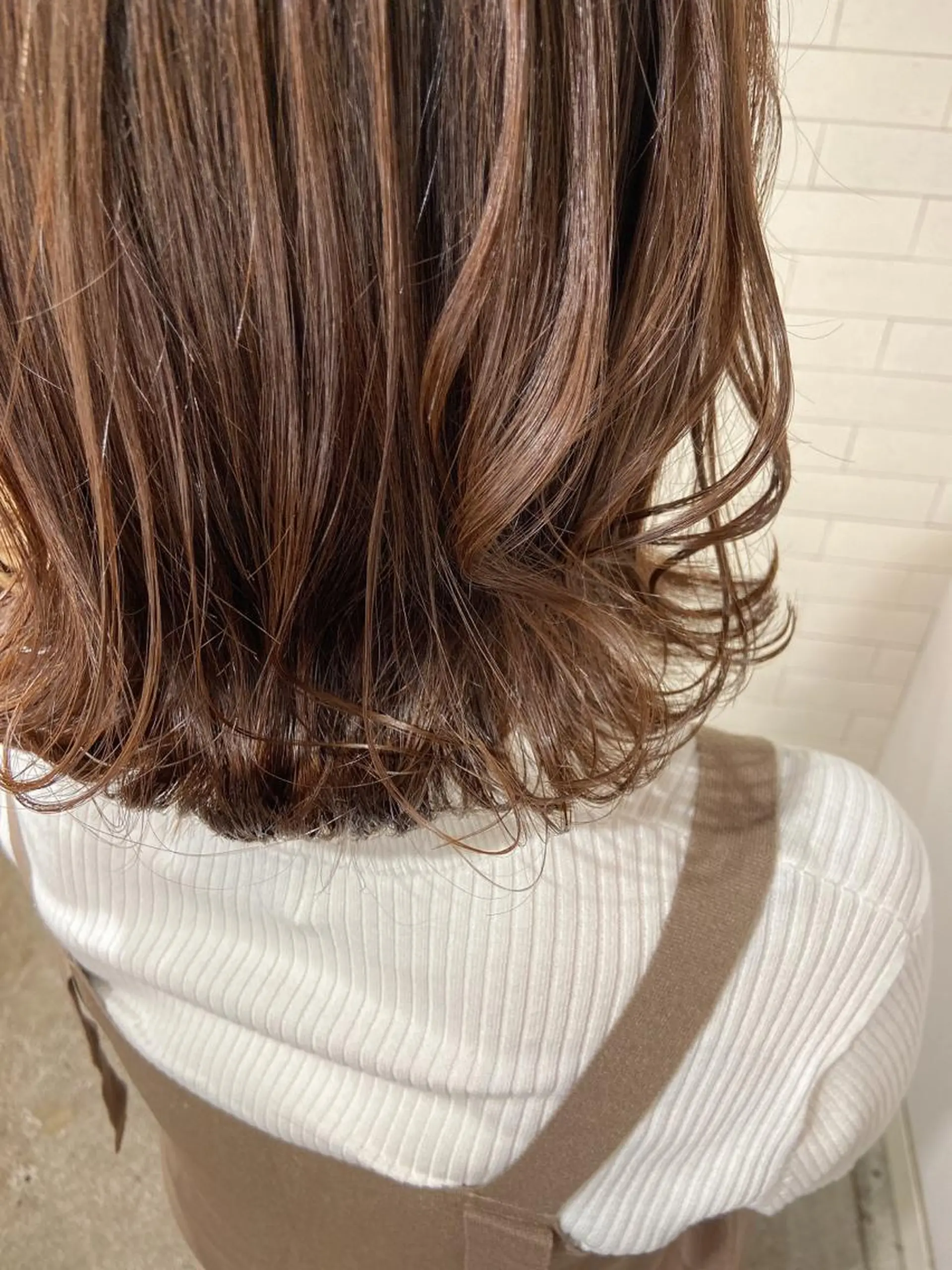ミディアム カラー ヘアアレンジ 結婚式・ブライダル ミディアムパーマ ベージュカラー 黒髪 イルミナカラー ヘアカラー トリートメント レイヤー×ヘッドスパ ＊保田遥＊のヘアスタイル