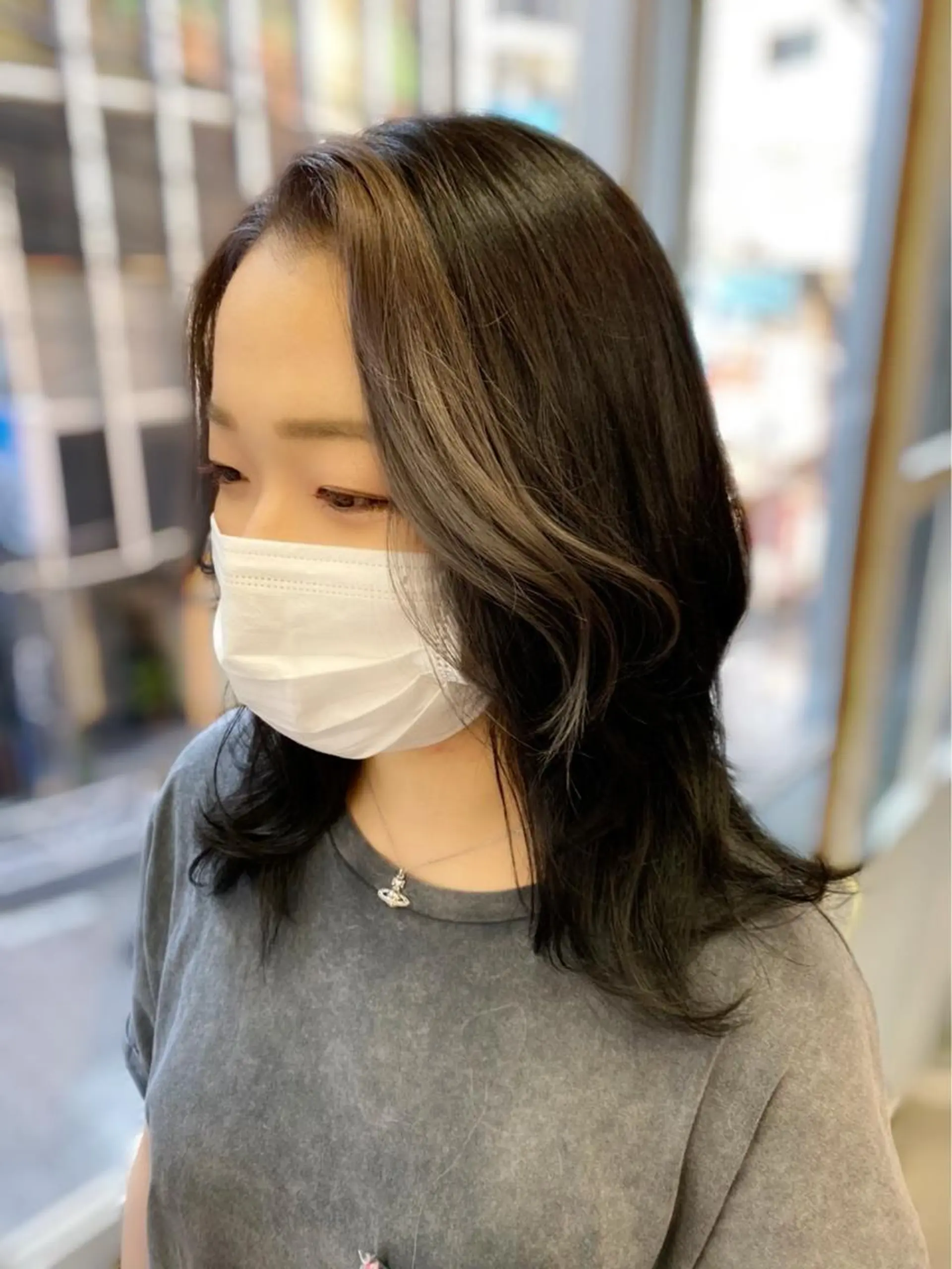 ミディアム カラー ヘアセット 韓国ヘア🤍髪質改善 🇰🇷AKANEのヘアスタイル