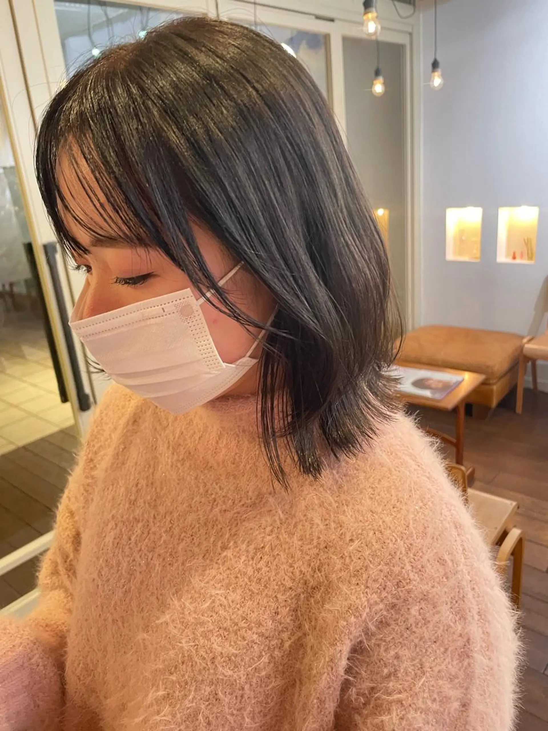 ミディアム カラー 抜け感ボブ×パーマ ｜kazaneのヘアスタイル
