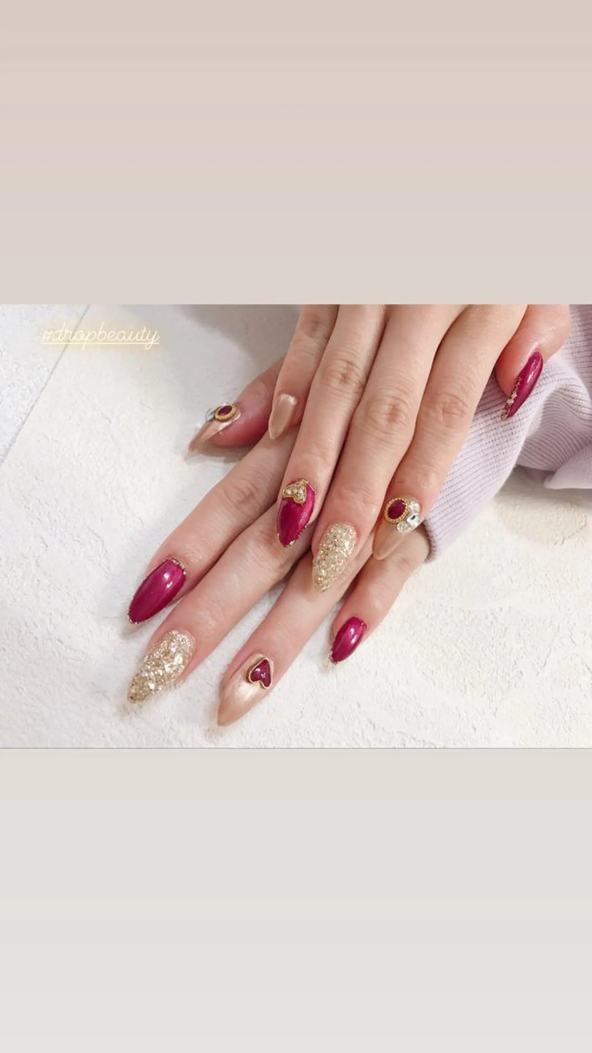 ネイル ボルドー 長さ出し フットネイル ジェルネイル ゴールド ネイリストアカデミー 田中のネイルデザイン