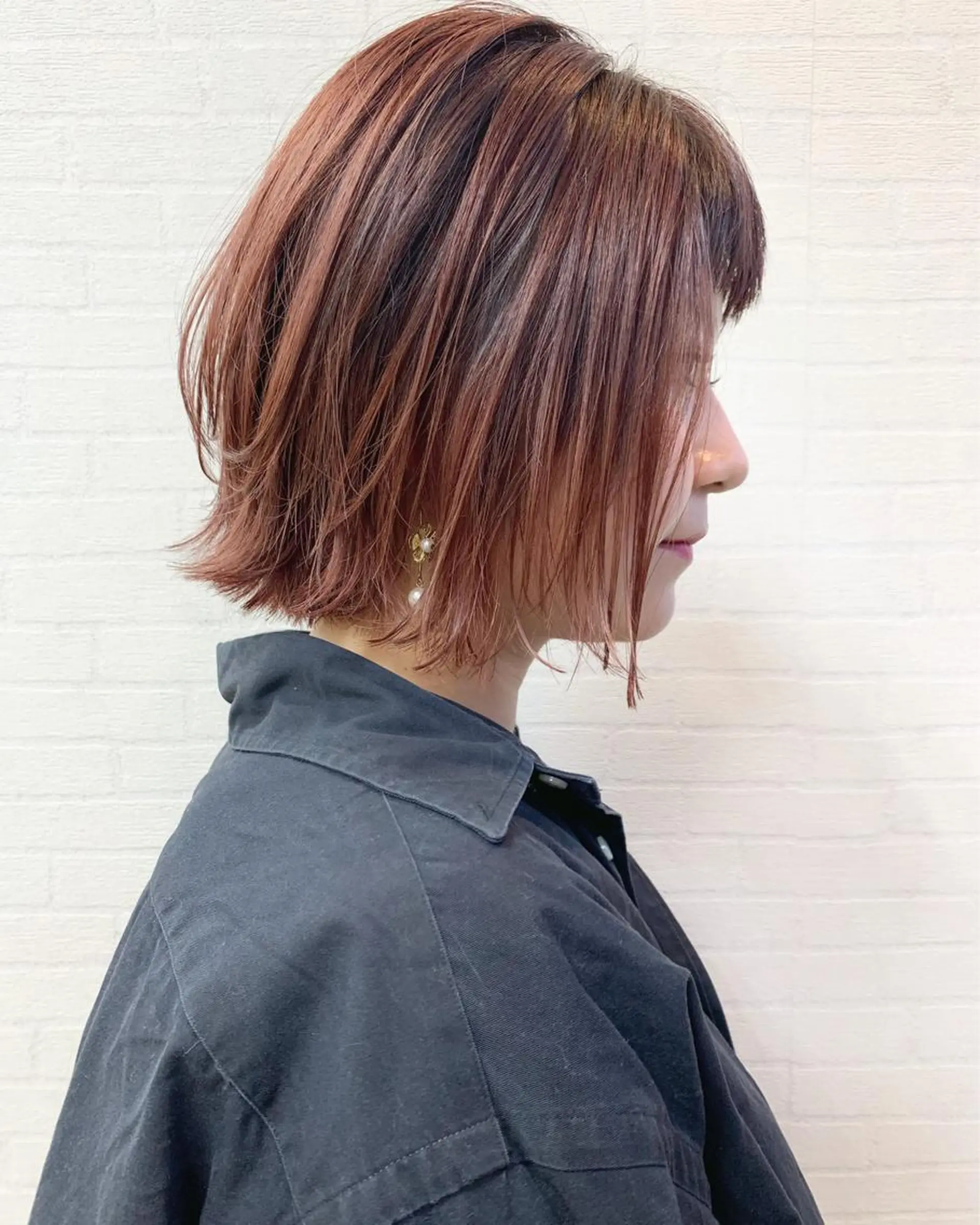 ショート カラー ベージュカラー ハイライトカラー オレンジ オレンジベージュ ハイライト 立川 奈那子のヘアスタイル