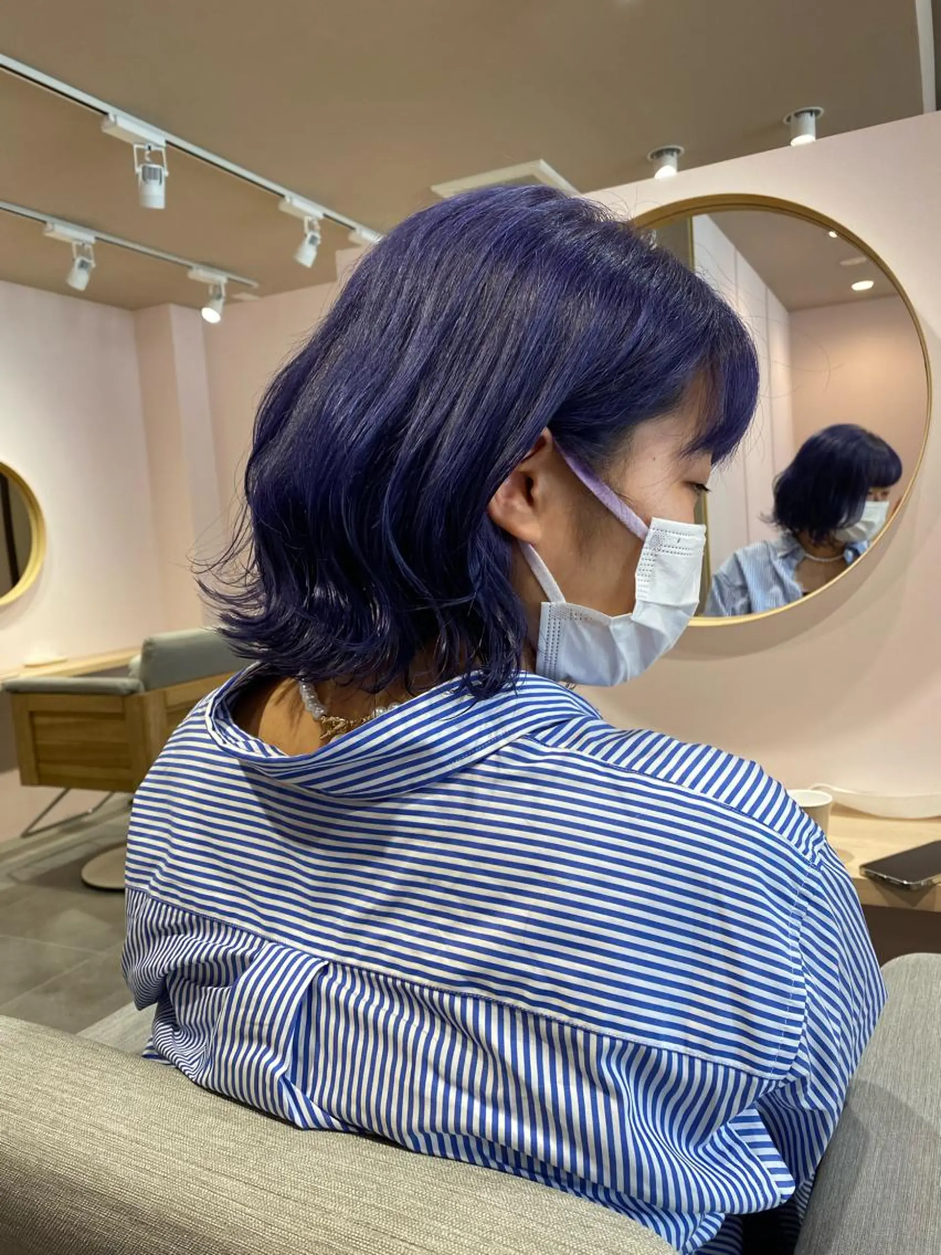 ミディアム カラー ブルーカラー ブルーラベンダー ラベンダーカラー nagisa /縮毛矯正のヘアスタイル