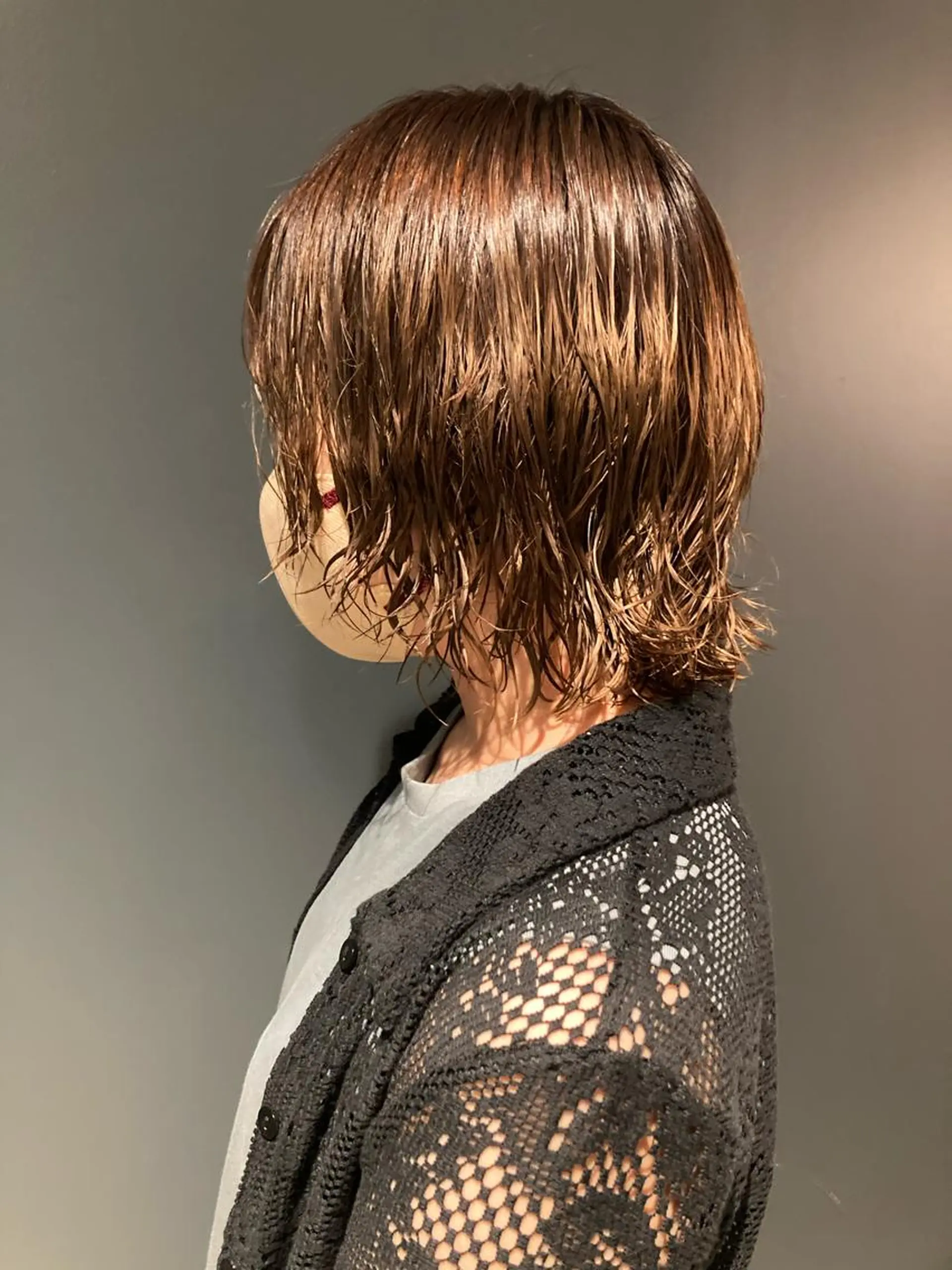 ミディアム カラー カット パーマ トリートメント スキバサミを使わない カット🌼唯🌼のヘアスタイル