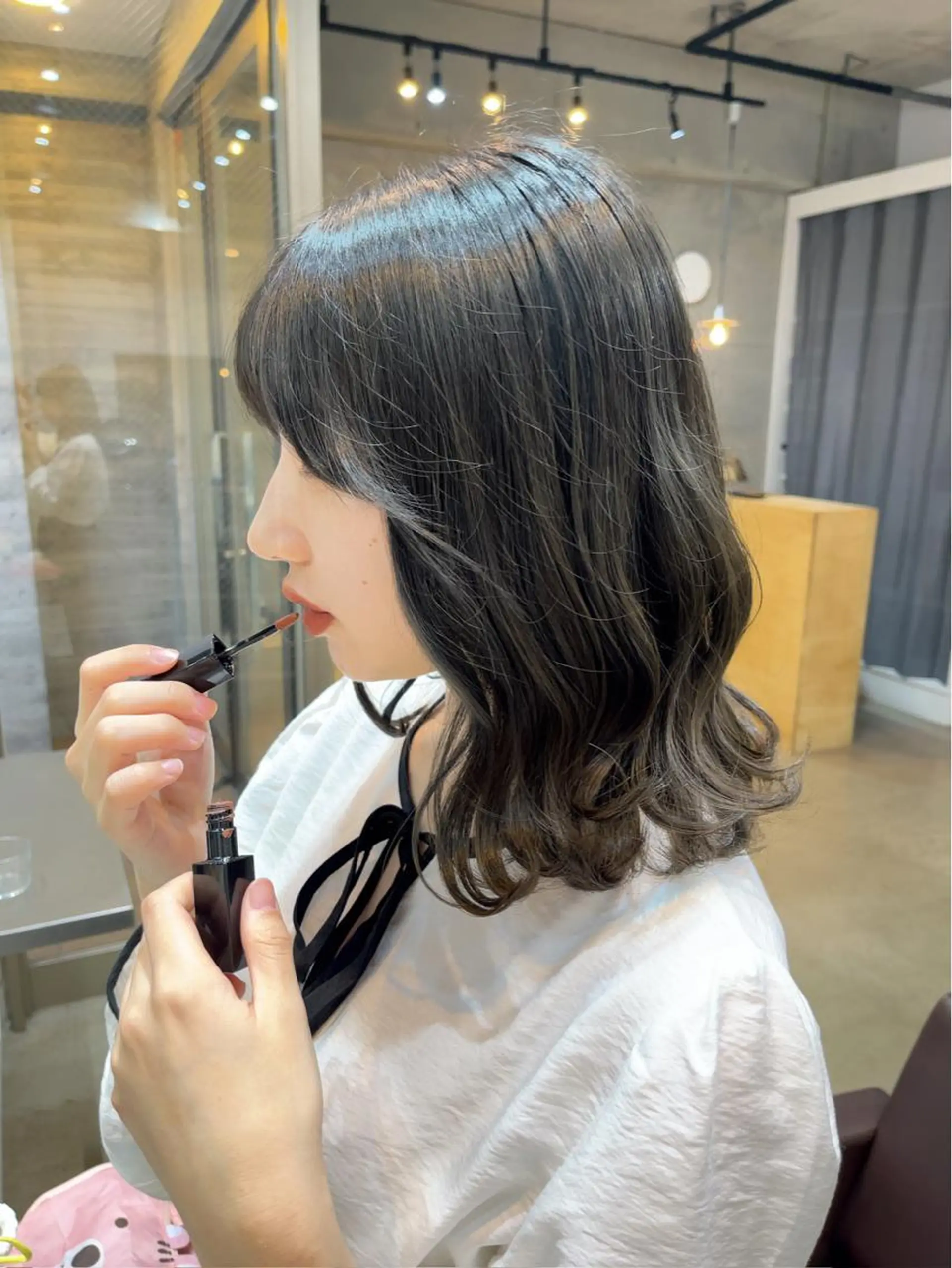 ミディアム カラー 透明感カラー グレージュ オリーブグレージュ オリーブグレー カット ヘアカラー トリートメント 【表参道】Ruri デジタルパーマのヘアスタイル