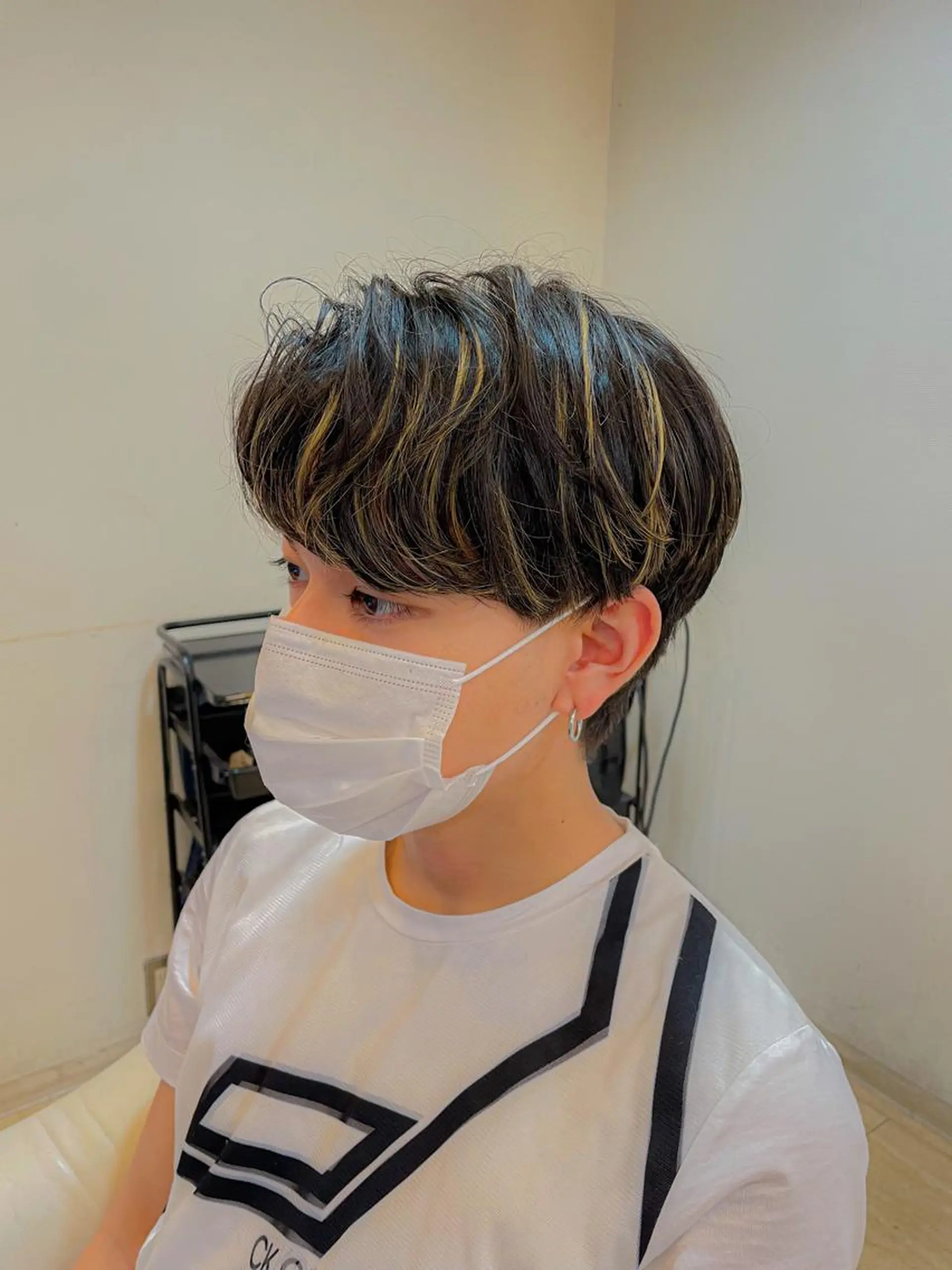 ミディアム カラー メンズ メンズパーマ 赤司 泰樹のヘアスタイル