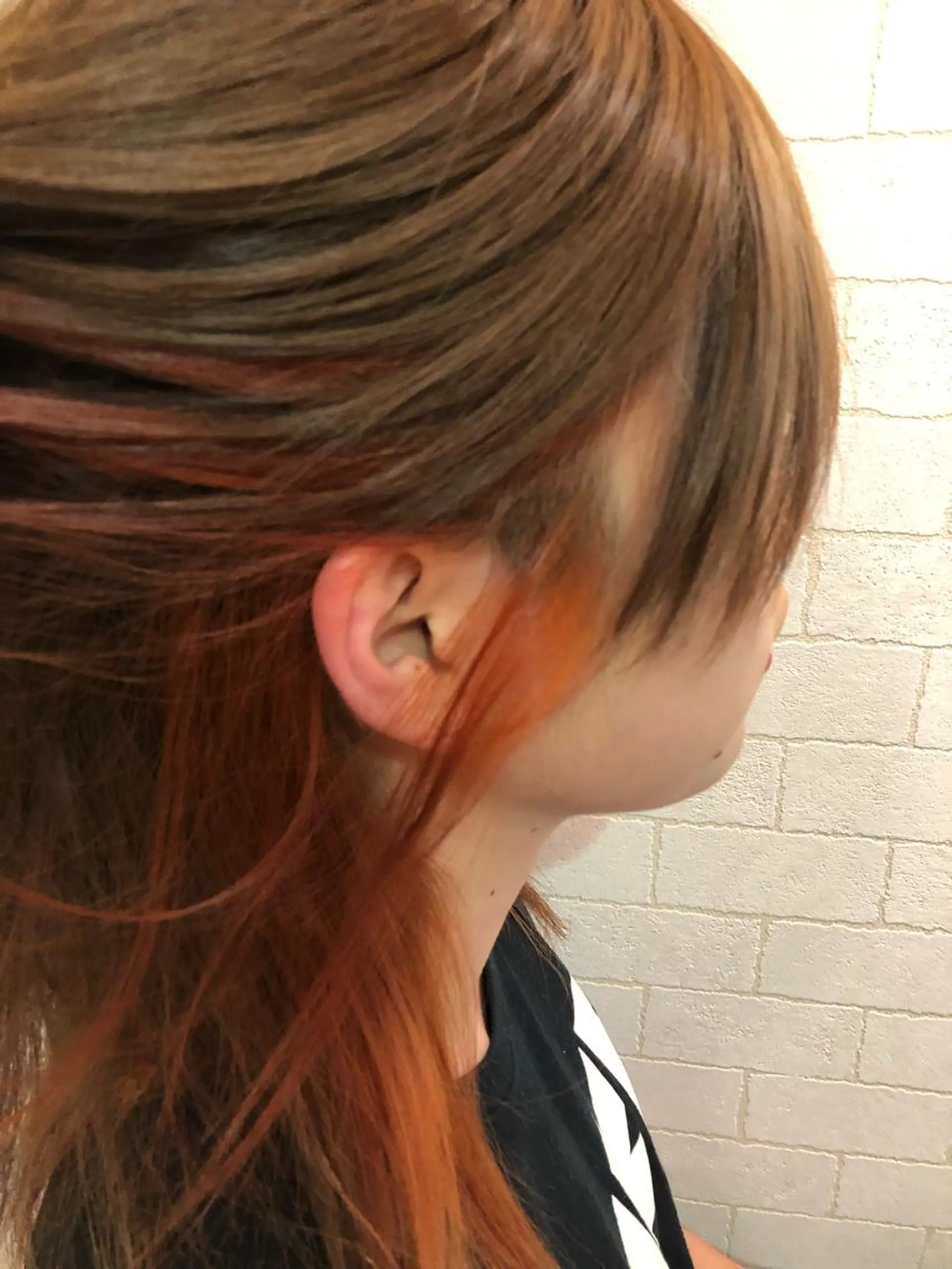 ミディアム カラー インナーカラー オレンジ 過去一の柔髪ヘア 🌿einshairのヘアスタイル