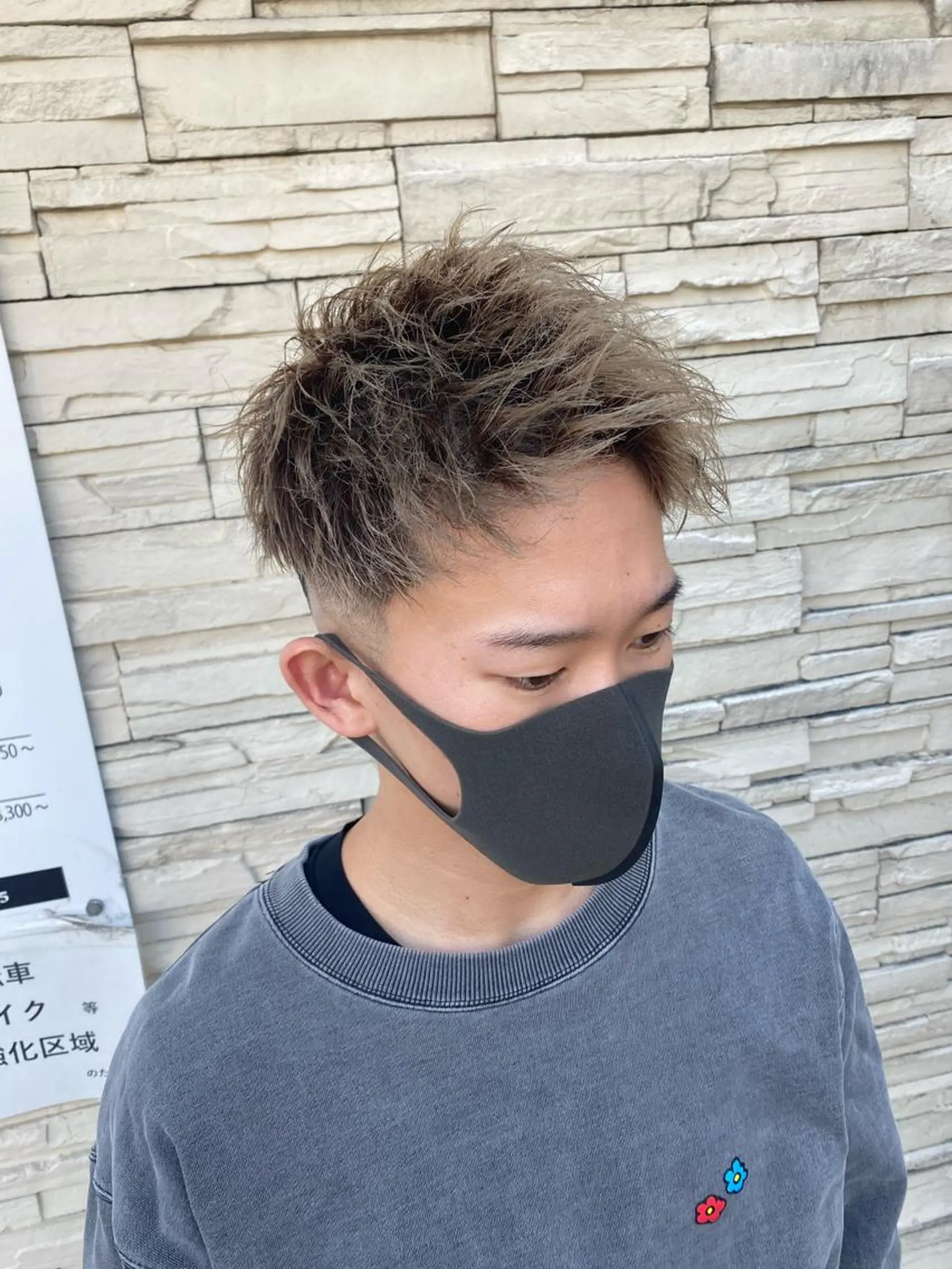 ショート カラー パーマ メンズ メンズブリーチ モヒカン メンズパーマ ブリーチ カット 塩谷黎✨ブリーチ無W カラーメンズパーマ✨のヘアスタイル