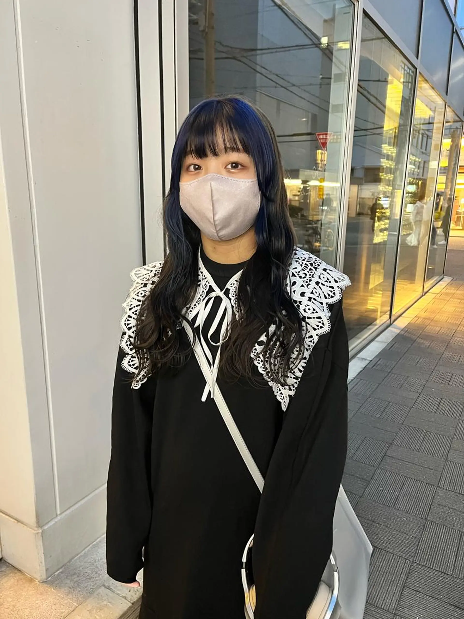 ロング カラー ミストバング ブルーカラー ダークグレー デザインカラー ダブルカラー カット ヘアカラー ショート/パーマ/ カラー/FUKOのヘアスタイル