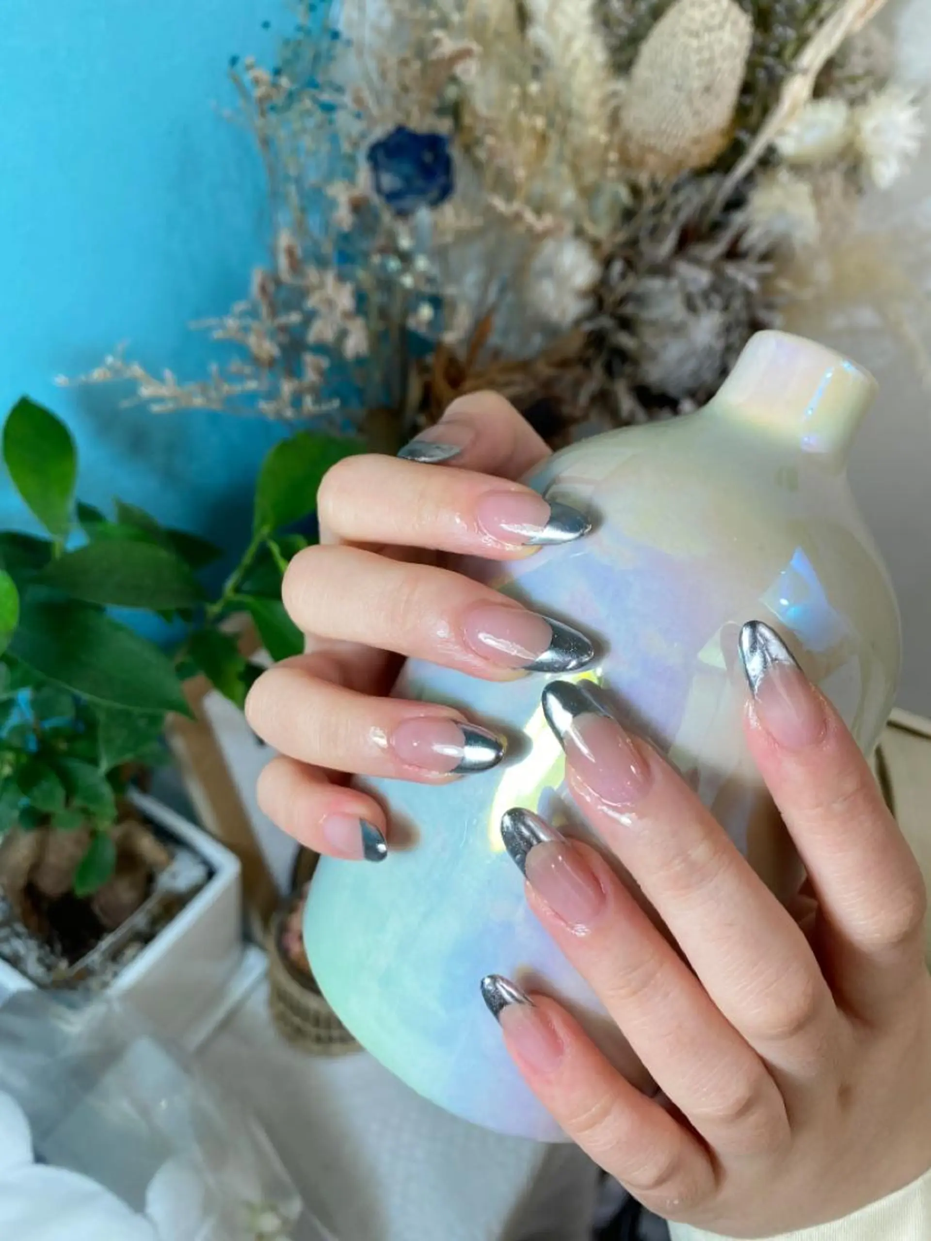 ネイル フレンチネイル ミラーネイル Kaka Nailsのネイルデザイン