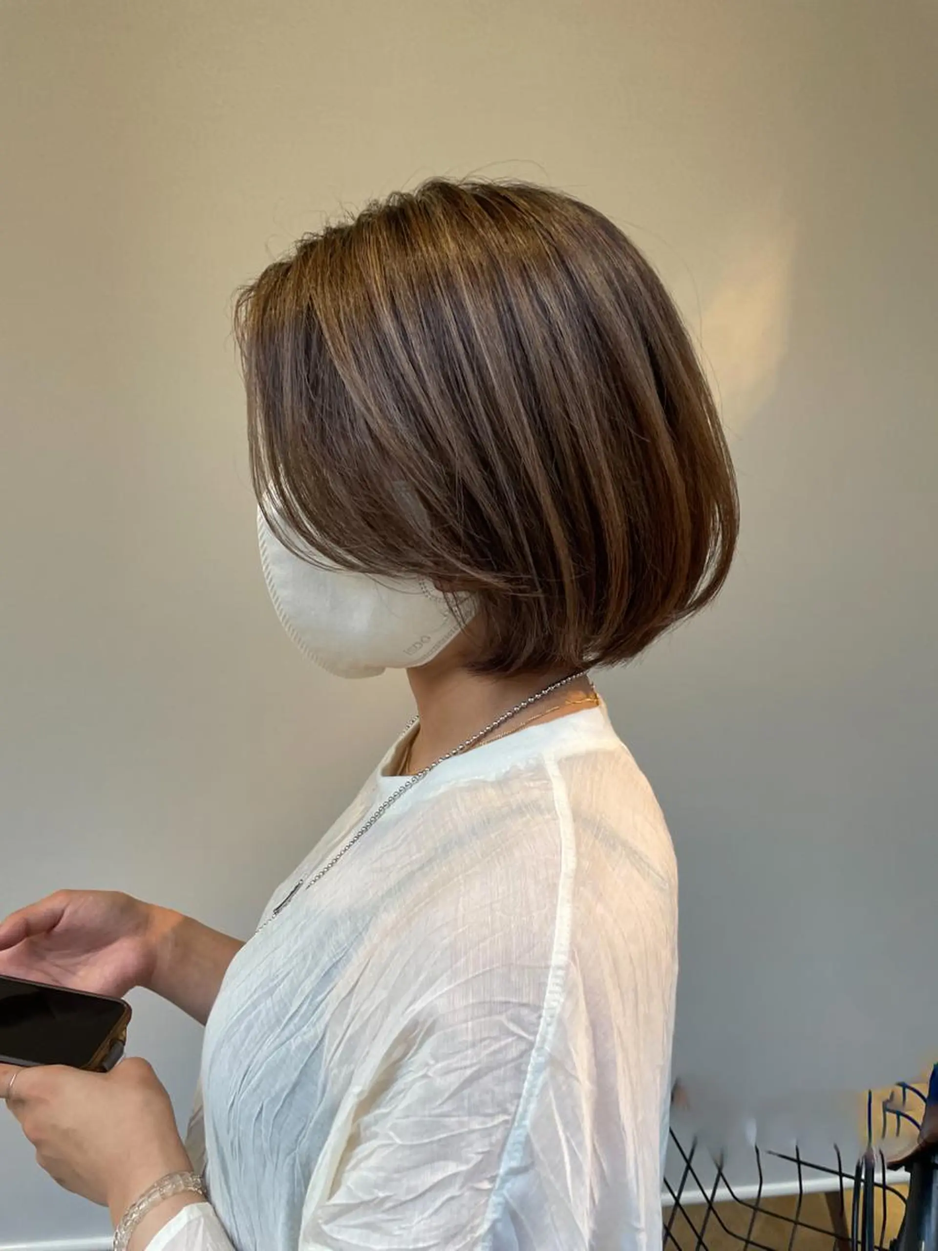 ショート カラー ベージュカラー ハイライトカラー ボブ ハイライト ナガミネアリサ/ 学芸大学/海外ヘアのヘアスタイル