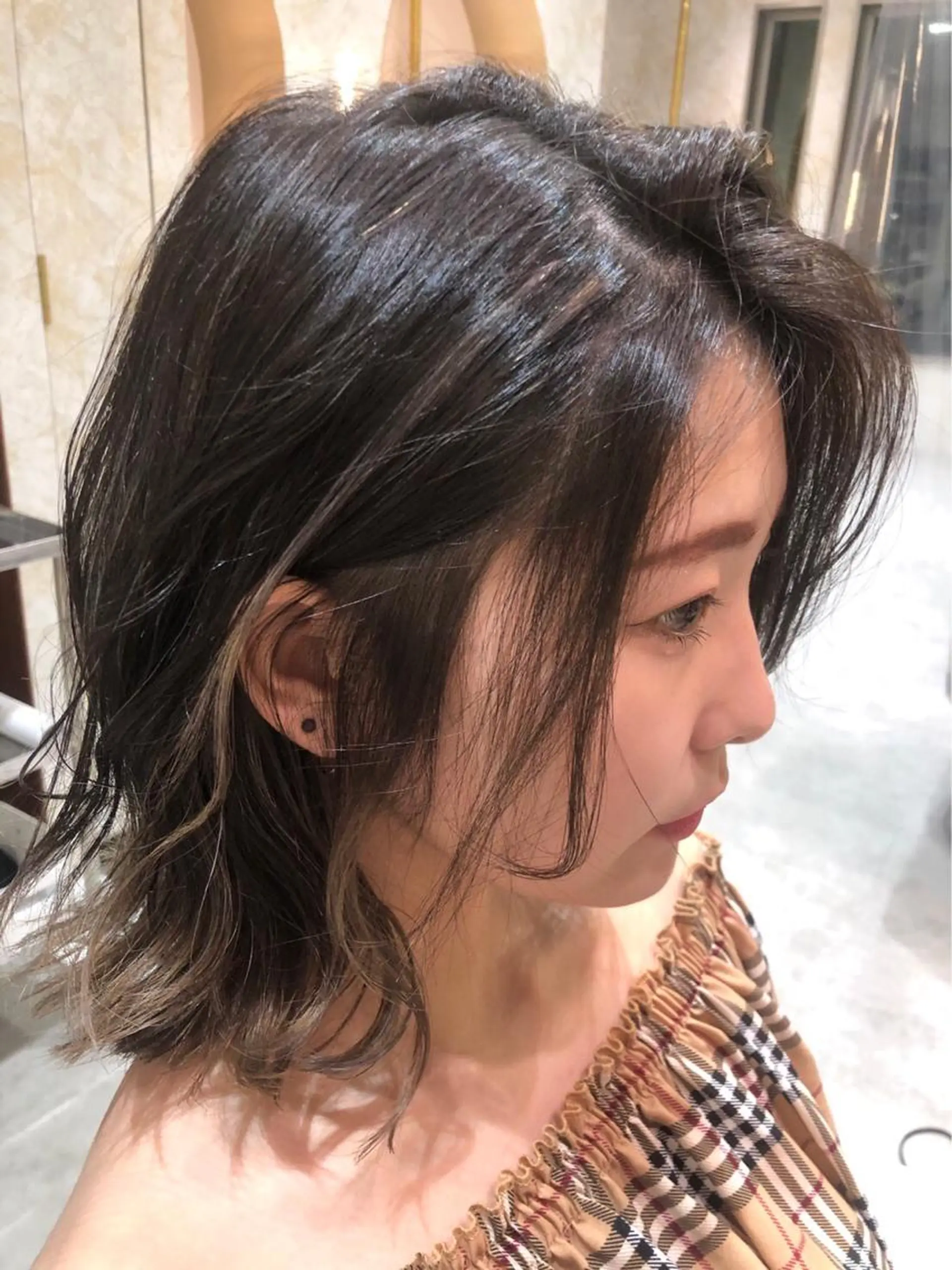 ミディアム 外国人風カラー ハイライト kyosuke 透明感カラーのヘアスタイル