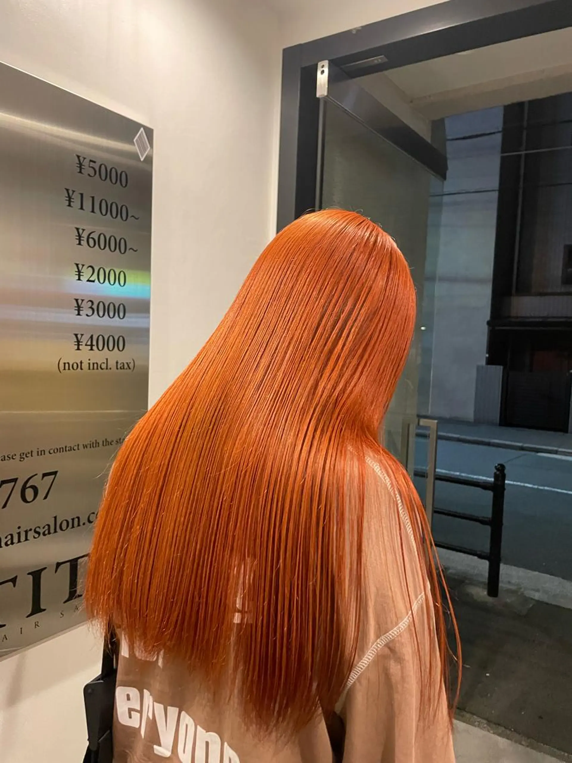 ロング カラー ブリーチ オレンジ 心斎橋/レイヤー/ ブリーチ/モエのヘアスタイル