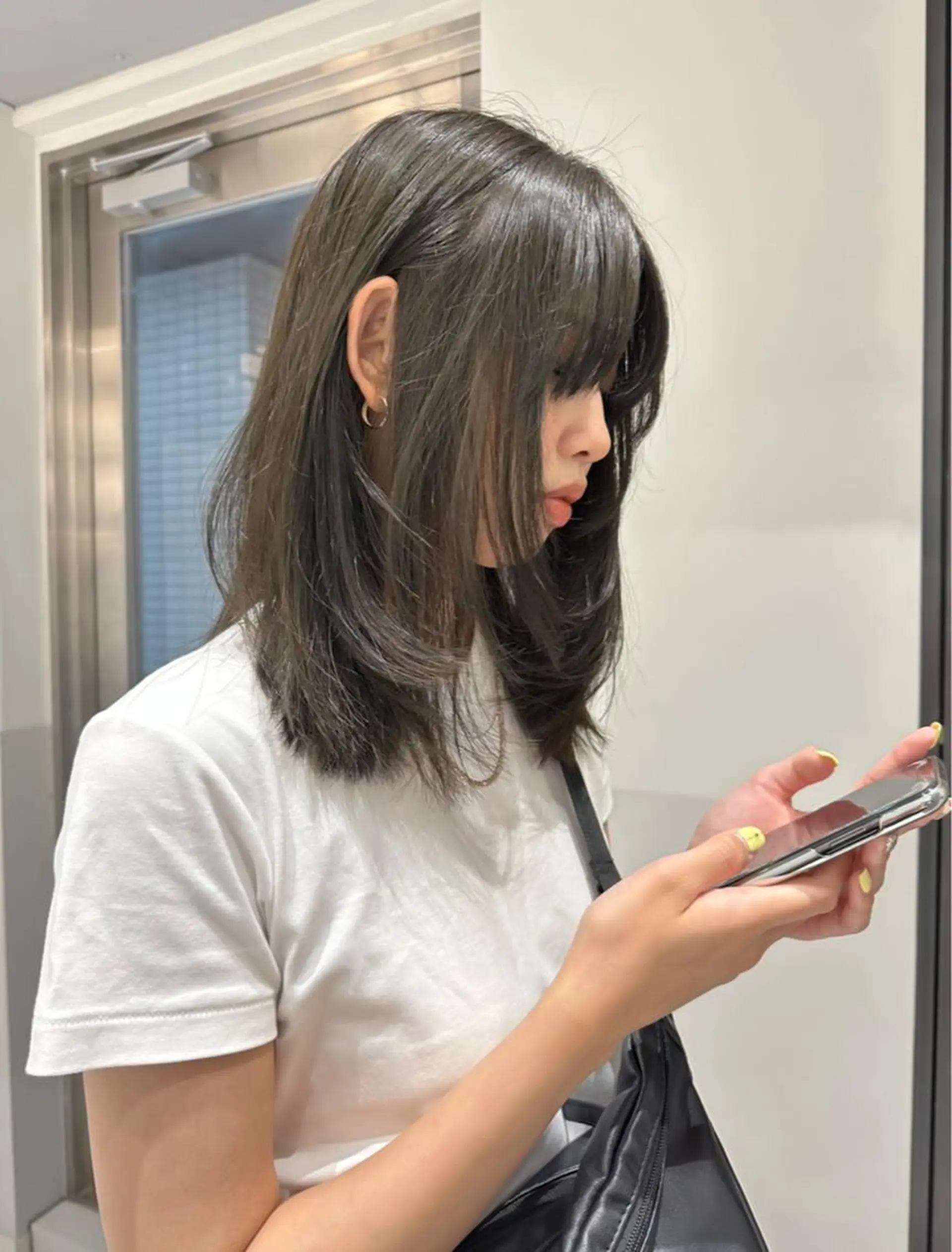 セミロング 顔まわりレイヤー レイヤーカット ヘアカラー トリートメント ୨୧柔らかいカラー nozomi ୨୧のヘアスタイル