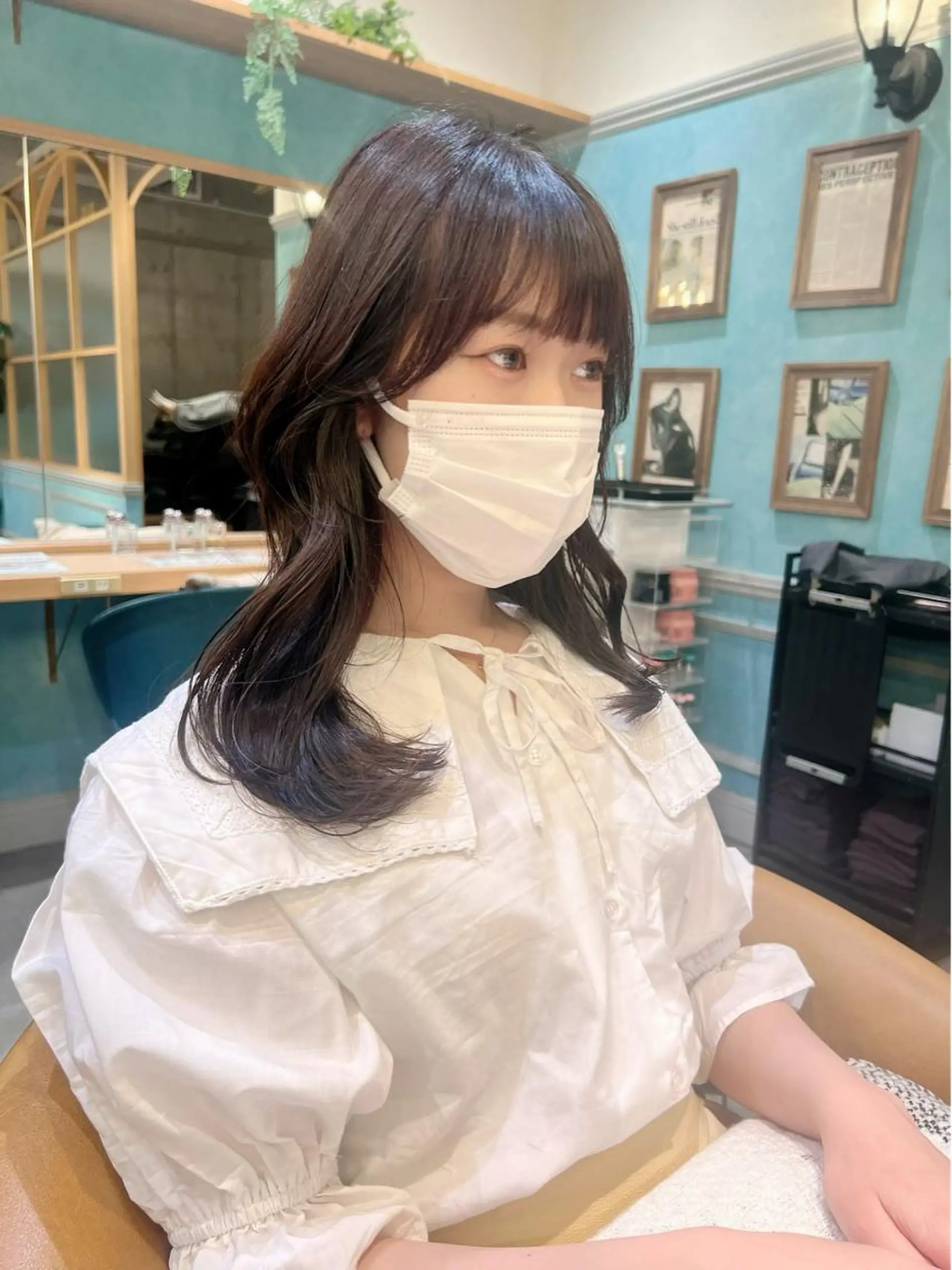 ミディアム カラー カット ヘアカラー トリートメント 縮毛矯正 髪質改善 韓国風レイヤー 吉田のヘアスタイル