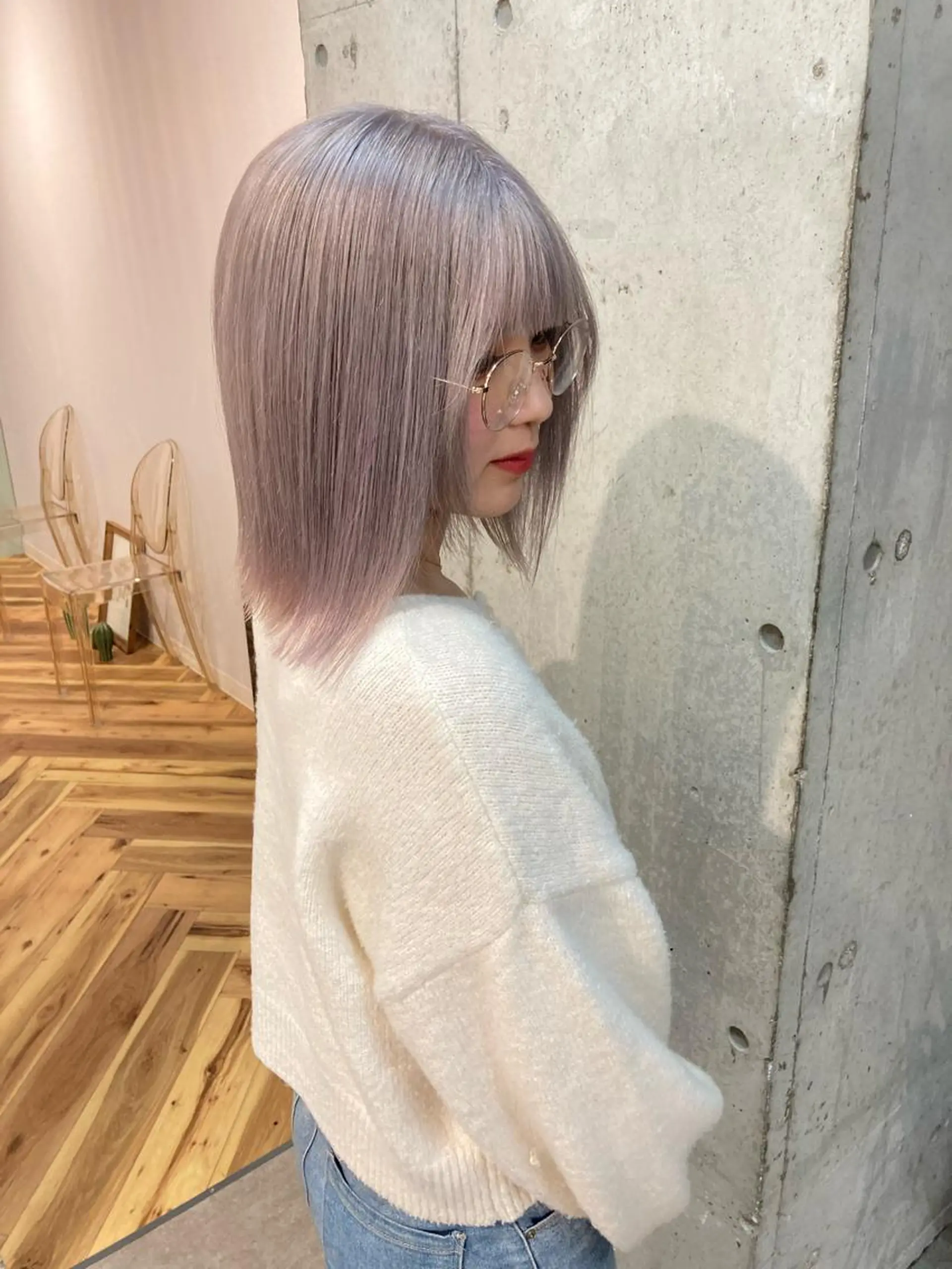 ミディアム カラー ヘアカラー トリートメント 髪質改善.縮毛矯正 ×韓国ヘアyukiのヘアスタイル