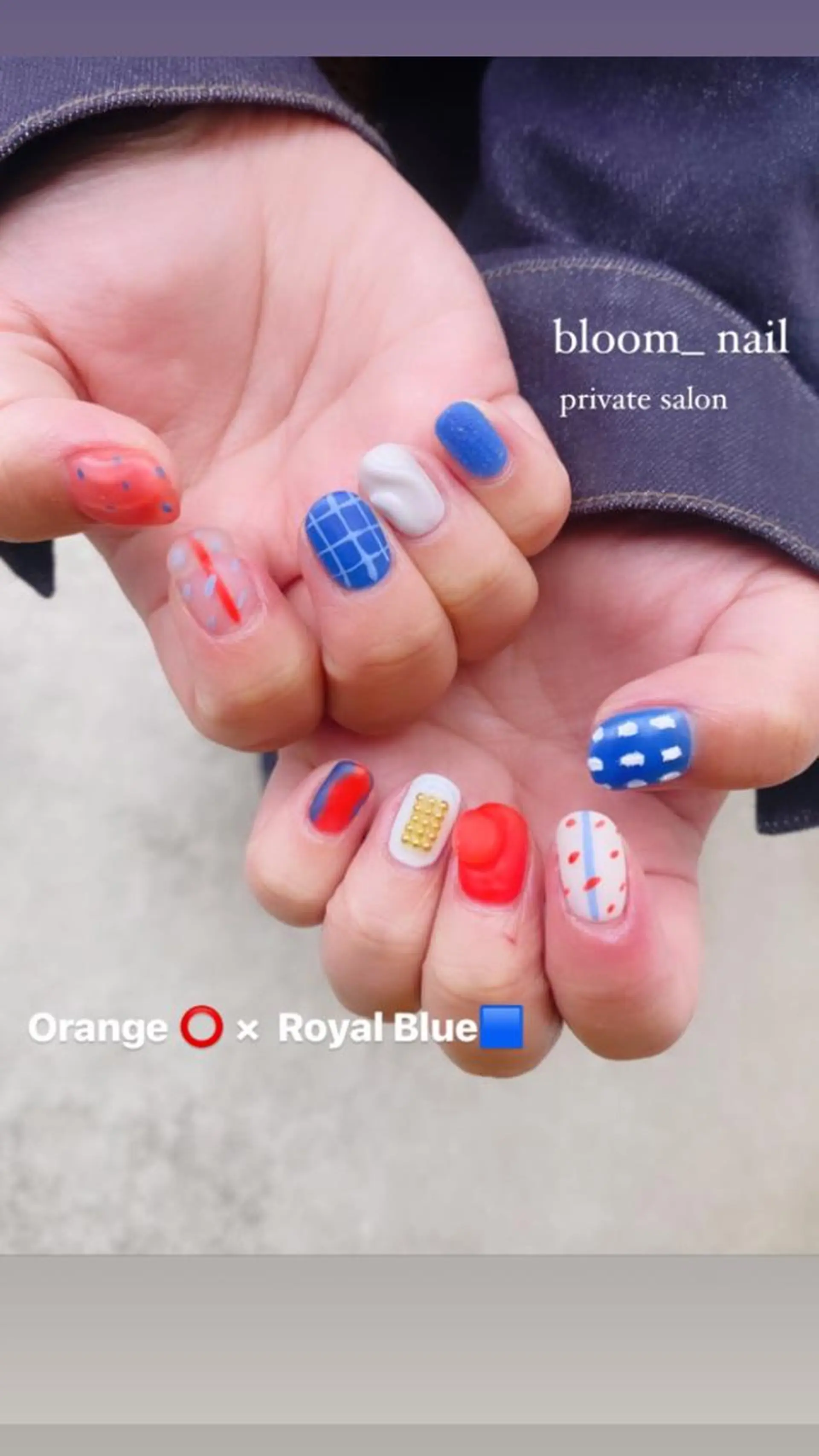 ネイル アートネイル ブルー ジェルネイル マットネイル 持ち込み ハンドネイル ハンドケア bloom_ nailのネイルデザイン