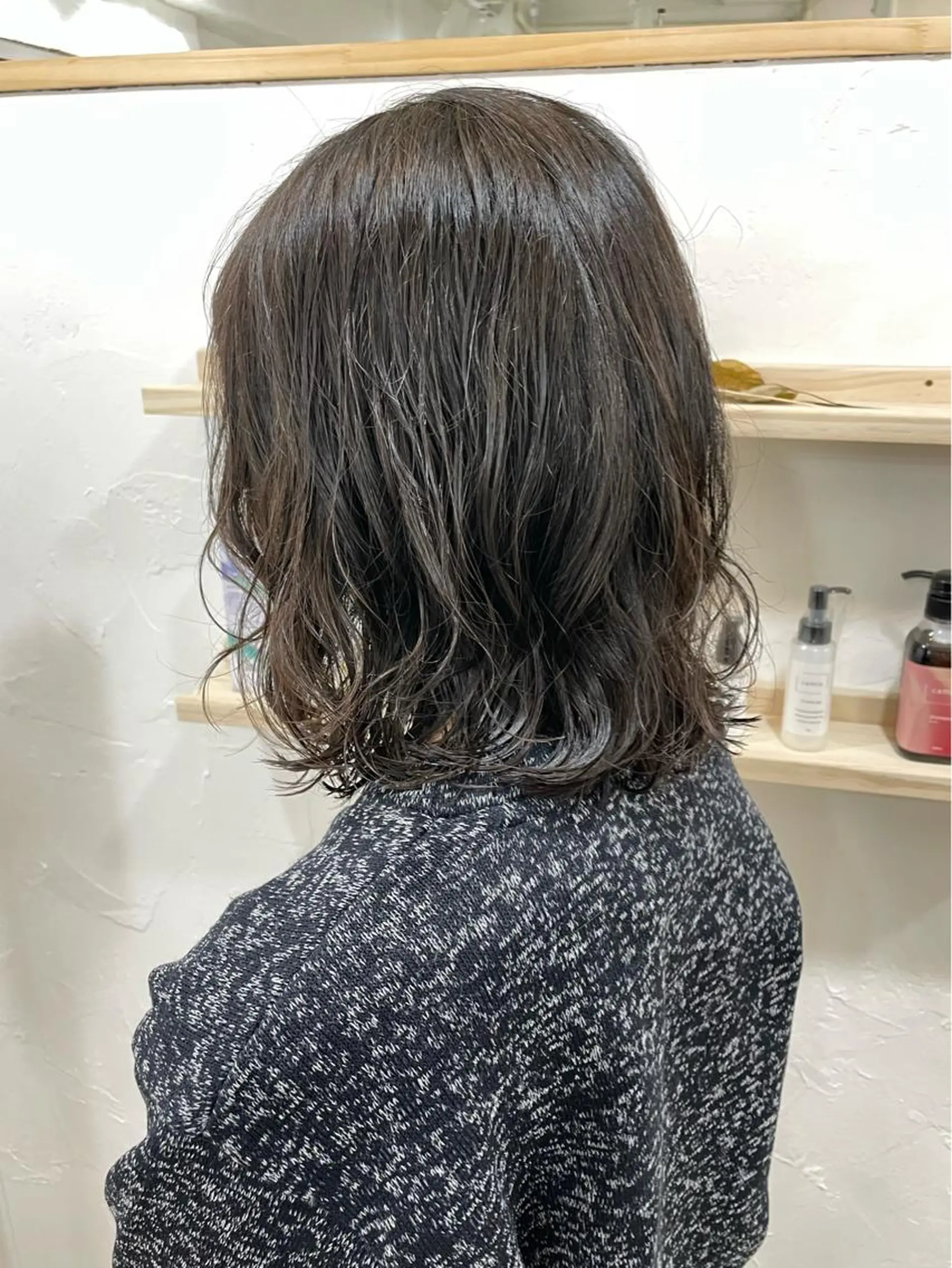 ミディアム パーマ ミディアムパーマ ボブ ハイライト ウルフカット 銀座No.1髪質改善 縮毛矯正/本木のヘアスタイル