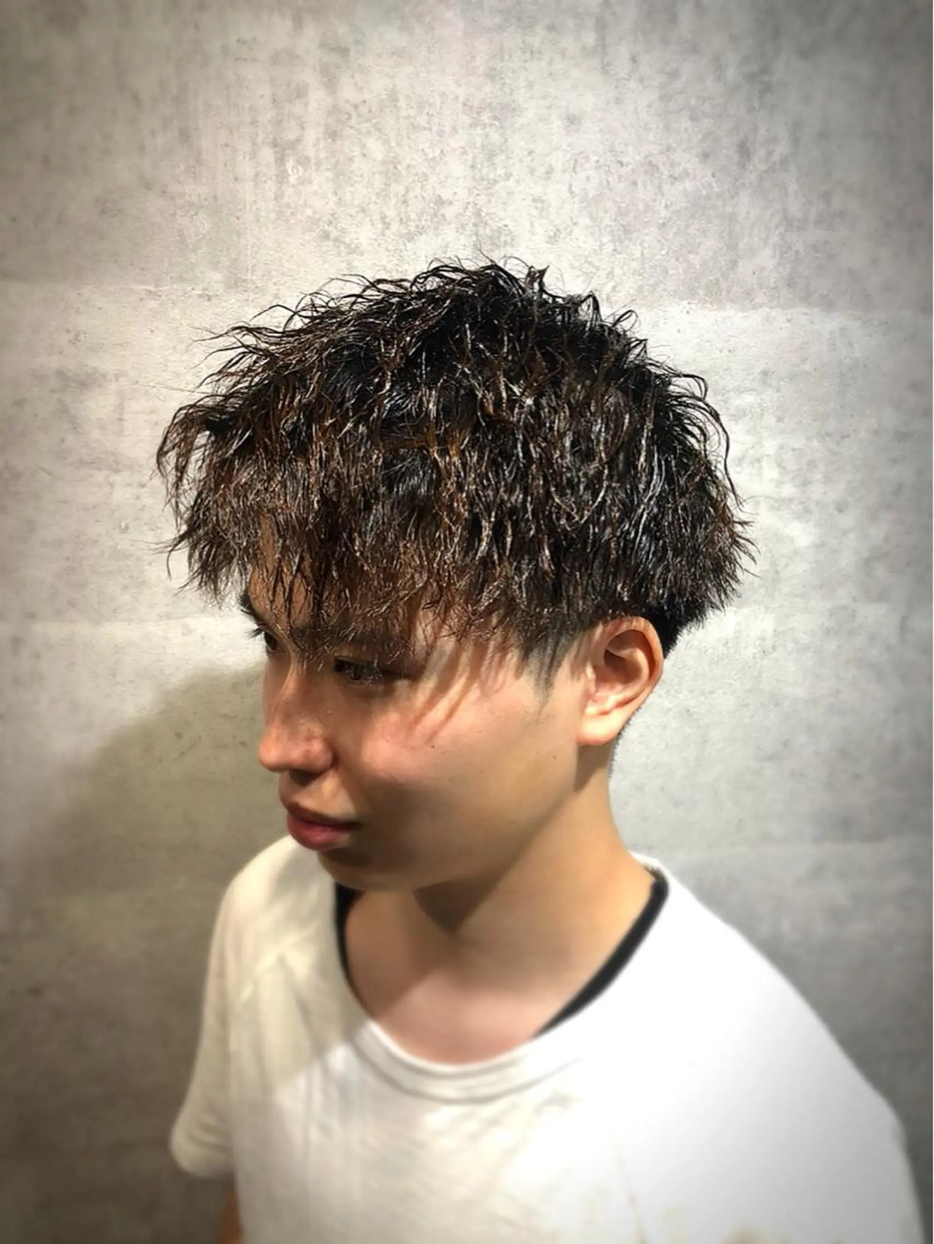 ショート パーマ メンズ カット パーマ ヘアセット 中西 将斗のヘアスタイル