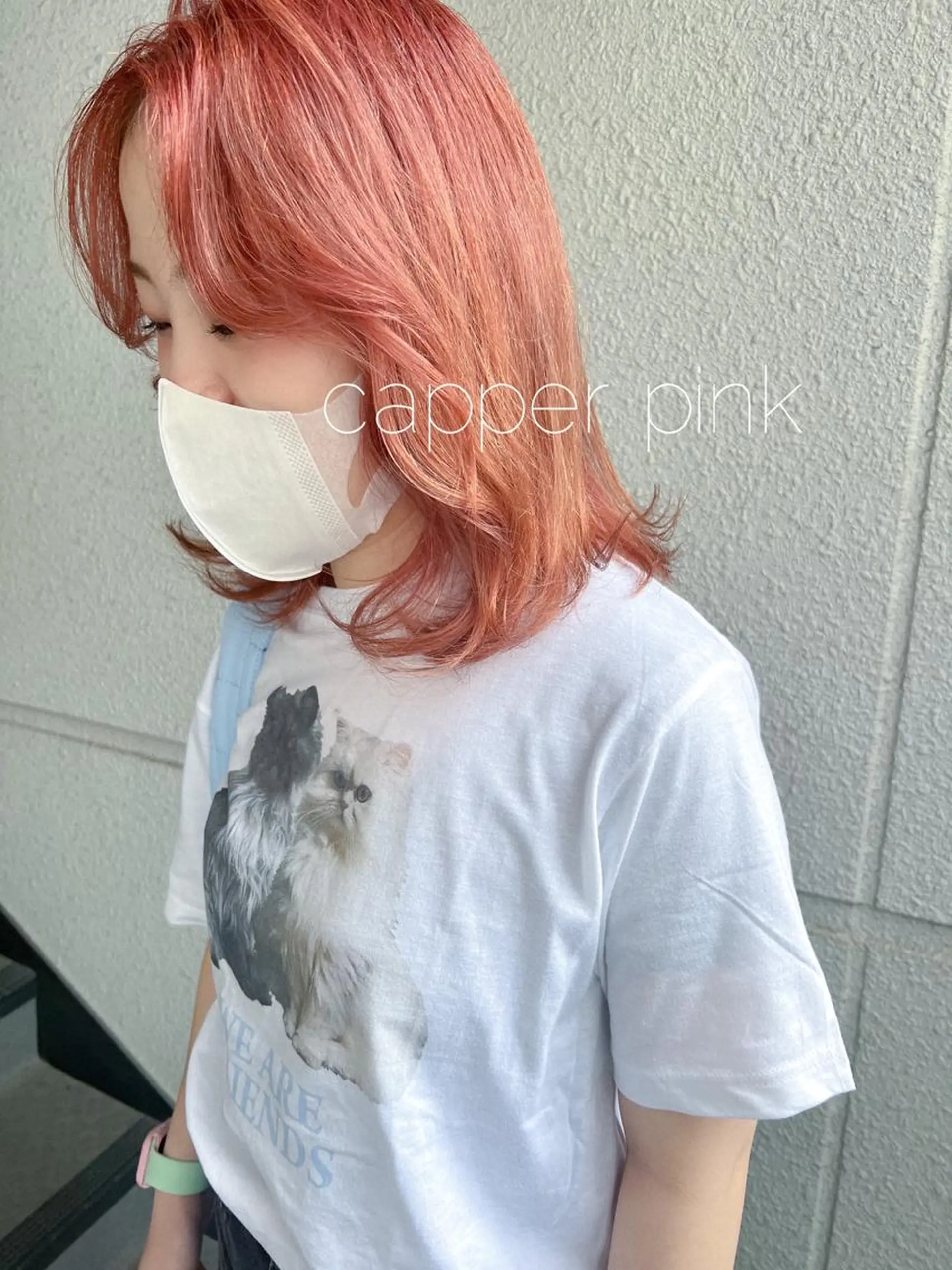 ミディアム カラー オレンジ ピンクカラー ヘアカラー カラーパティシエ facce🌼ikoのヘアスタイル