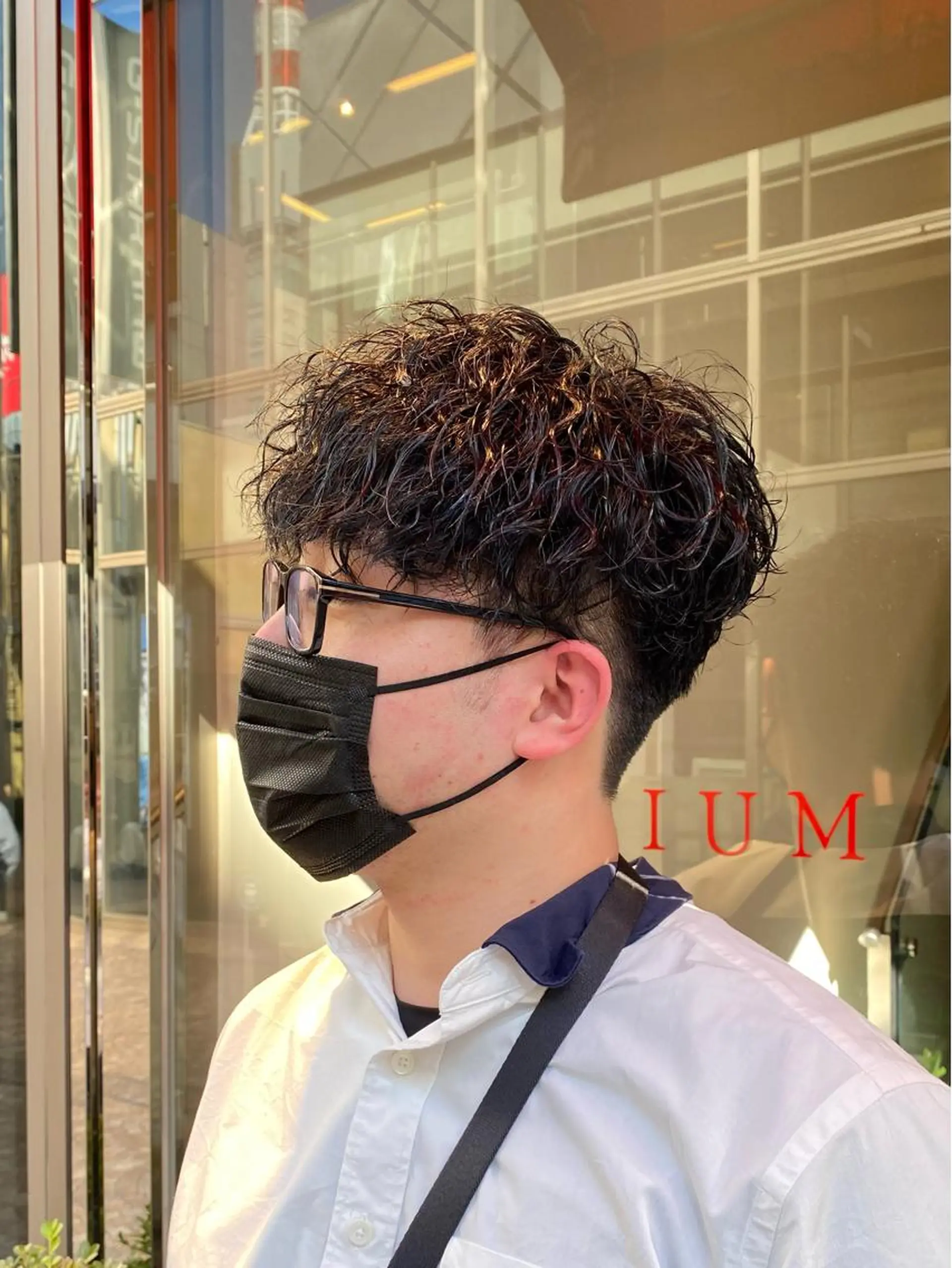 パーマ メンズ マッシュ レイヤー/グレージュ メンズパーマのヘアスタイル