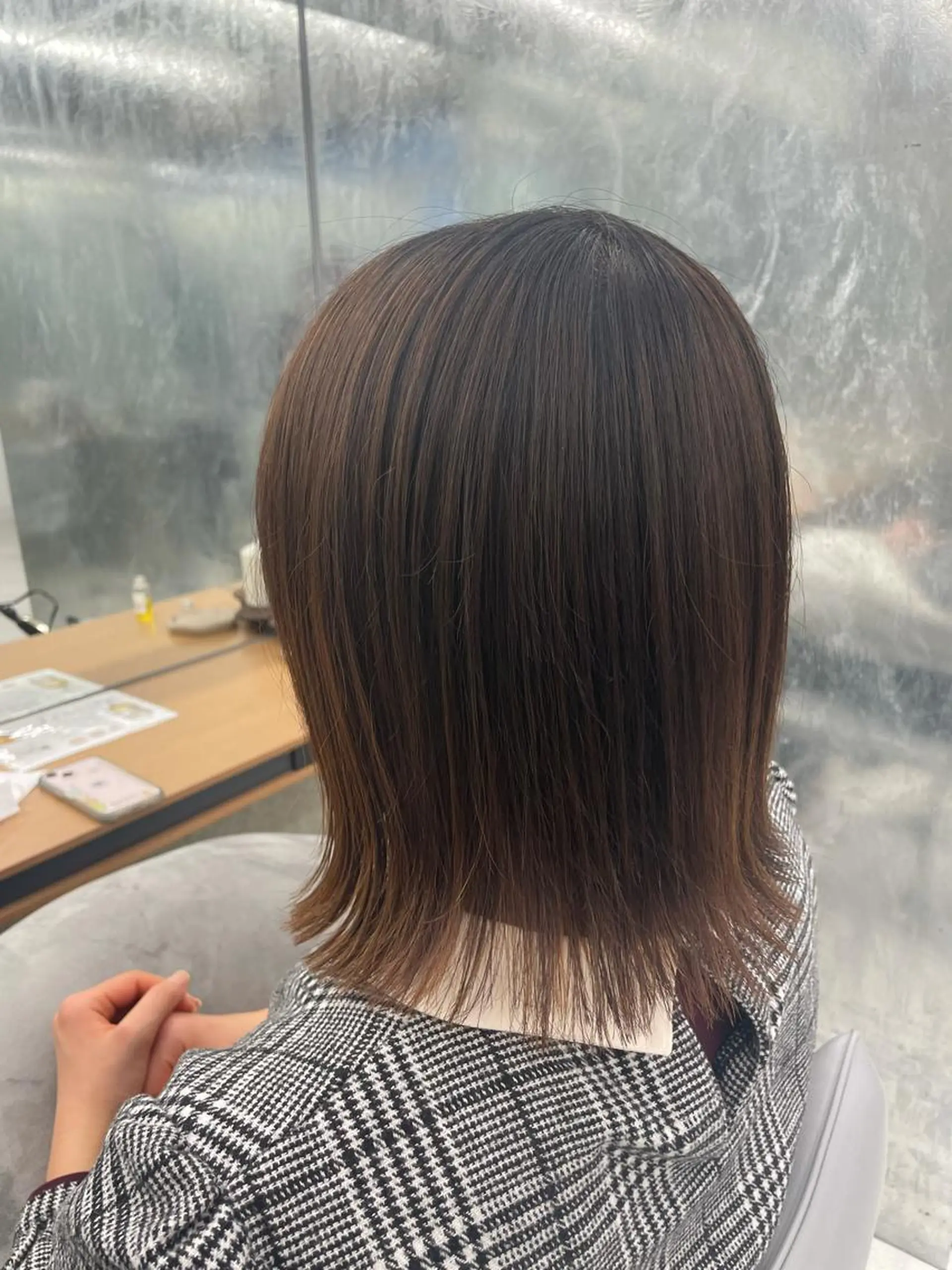 ミディアム 外ハネヘア 暖色🎀ゆるふわ☁️ MOERI 🍒のヘアスタイル