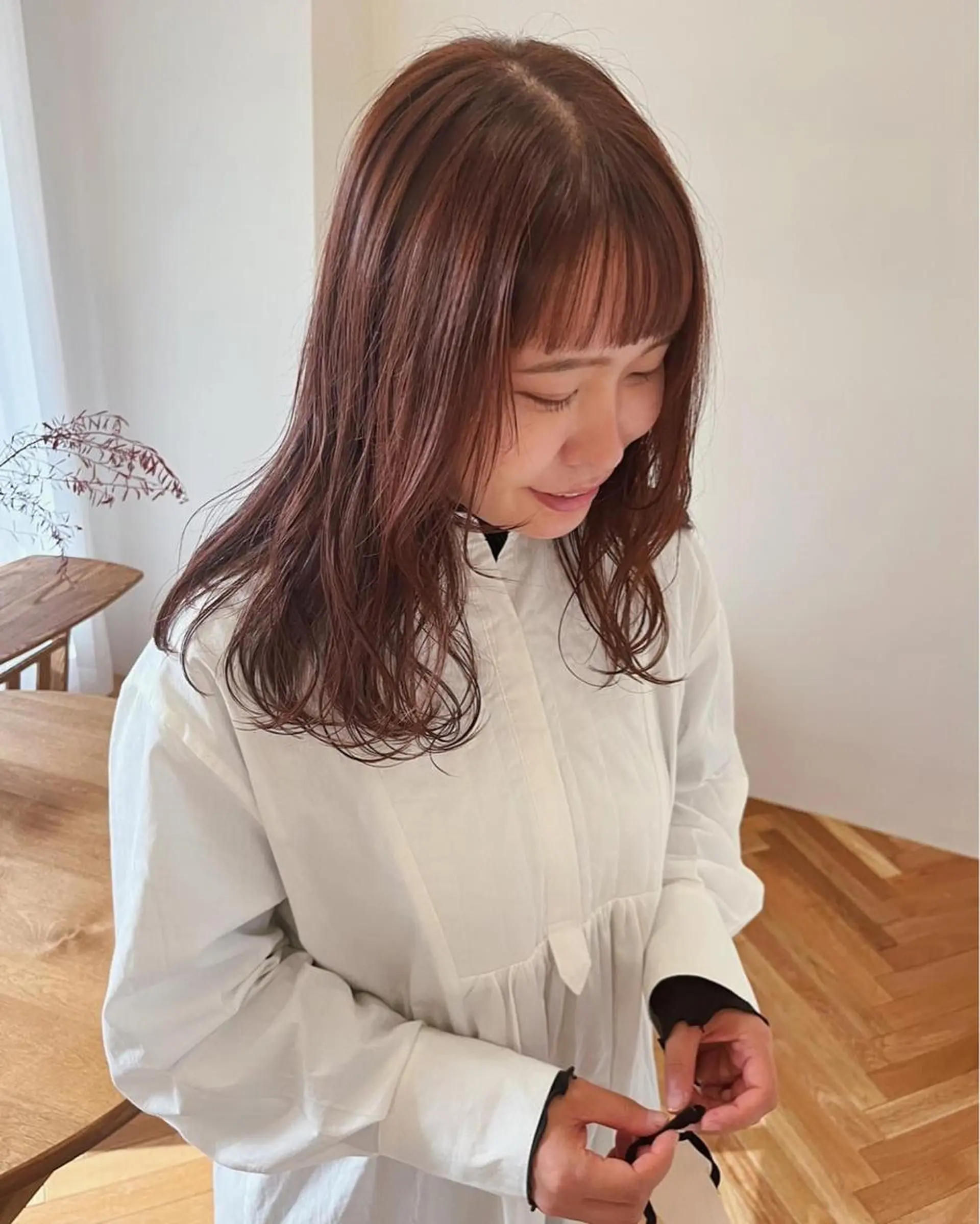 セミロング カラー ブリーチ ブリーチなしカラー オレンジ 西山 紗耶香🪽 透明感カラー/ボブのヘアスタイル