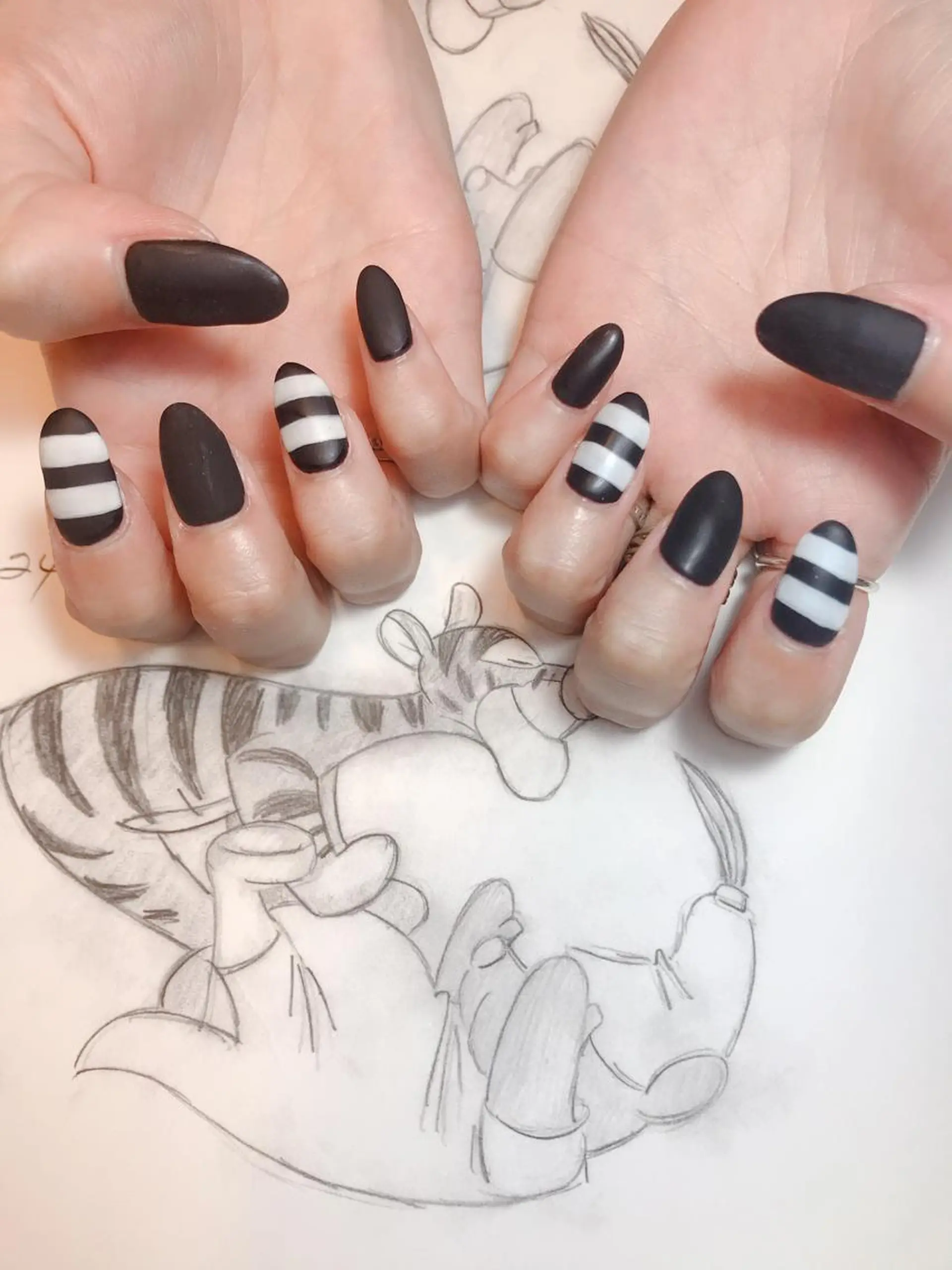 ネイル ボーダー マットネイル owlnail /持込みデザイン専門のネイルデザイン