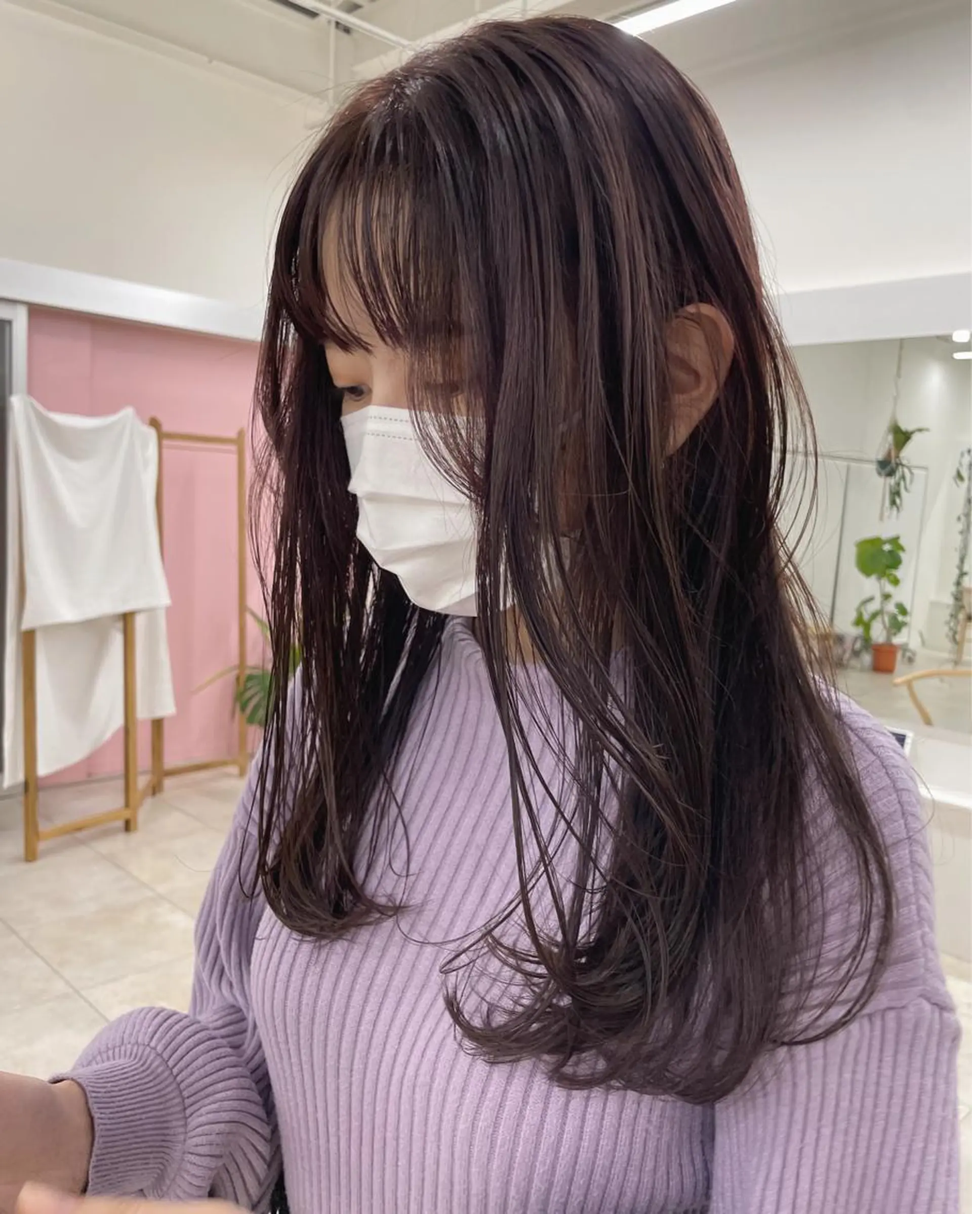 カラー ブリーチ 透明感カラー ラベンダーカラー ブリーチなしカラー 平井 深優のヘアスタイル