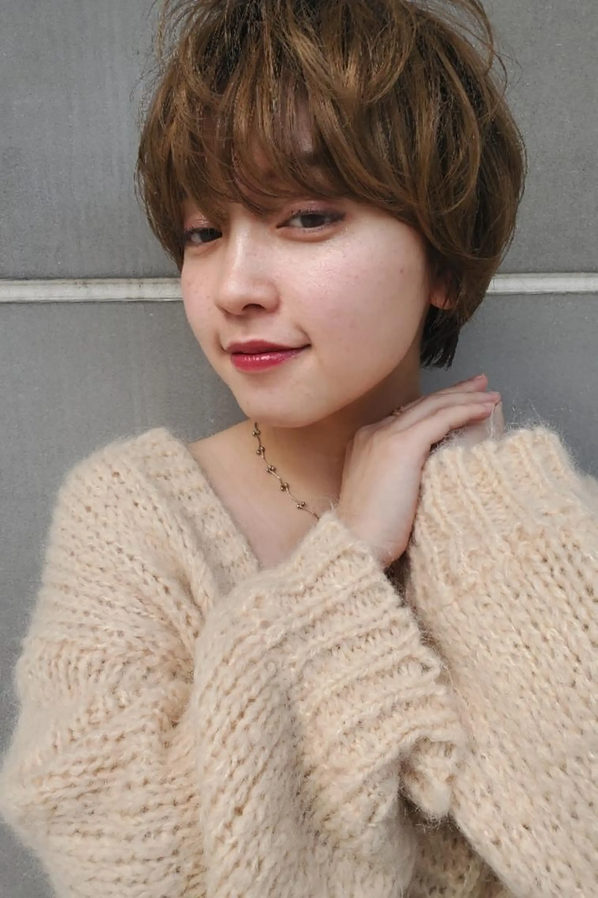 ショート カラー ショートヘア オリーブ透明感カラー 表参道/MIKUのヘアスタイル