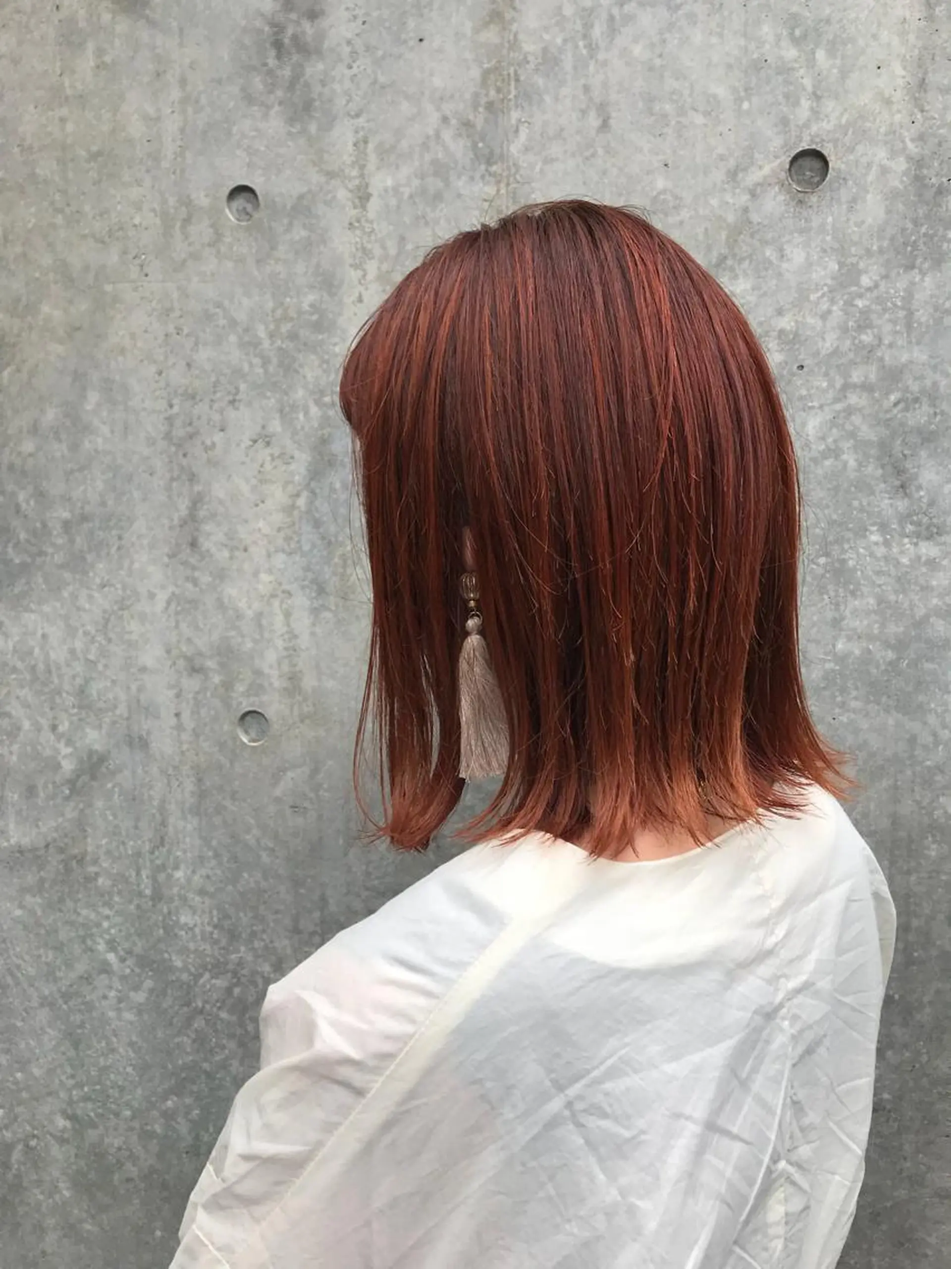 ミディアム 暖色カラー🍊 ボブ🌿顔周りcutのヘアスタイル