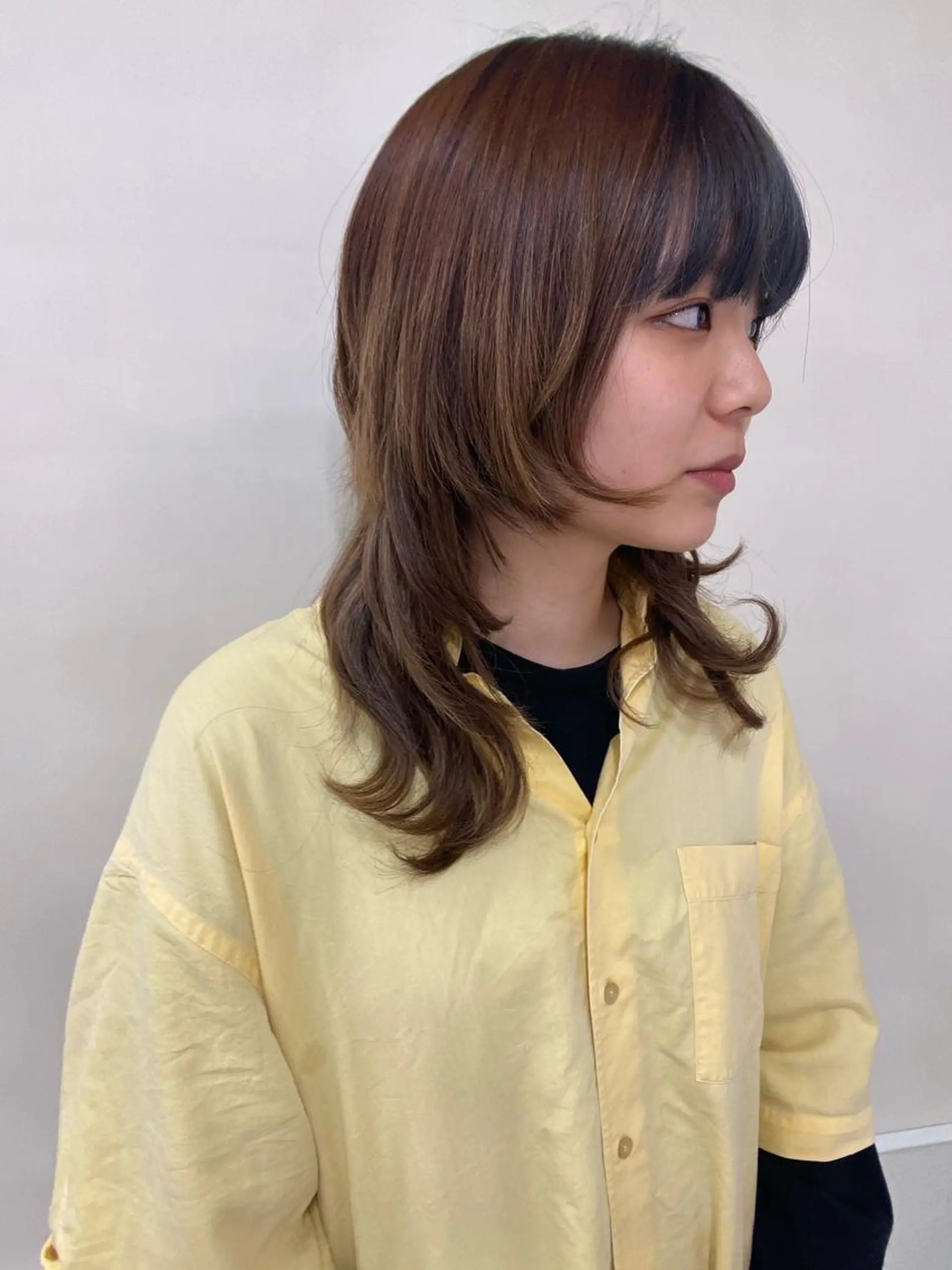 ミディアム カット エクステ レイヤーウルフ エクステ磯部のヘアスタイル