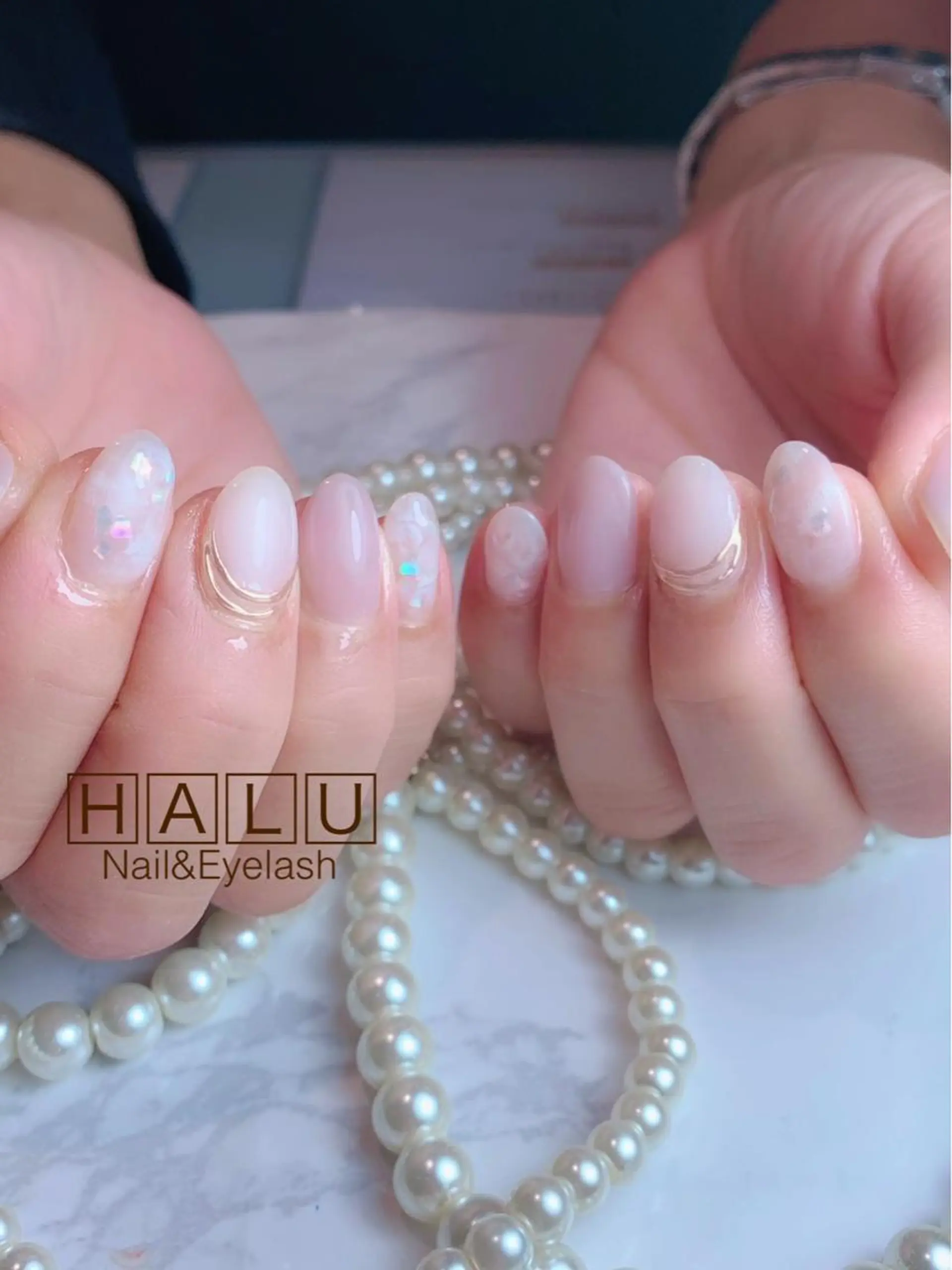 ネイル クリアネイル キラキラネイル オフィスネイル HALU ハルのネイルデザイン