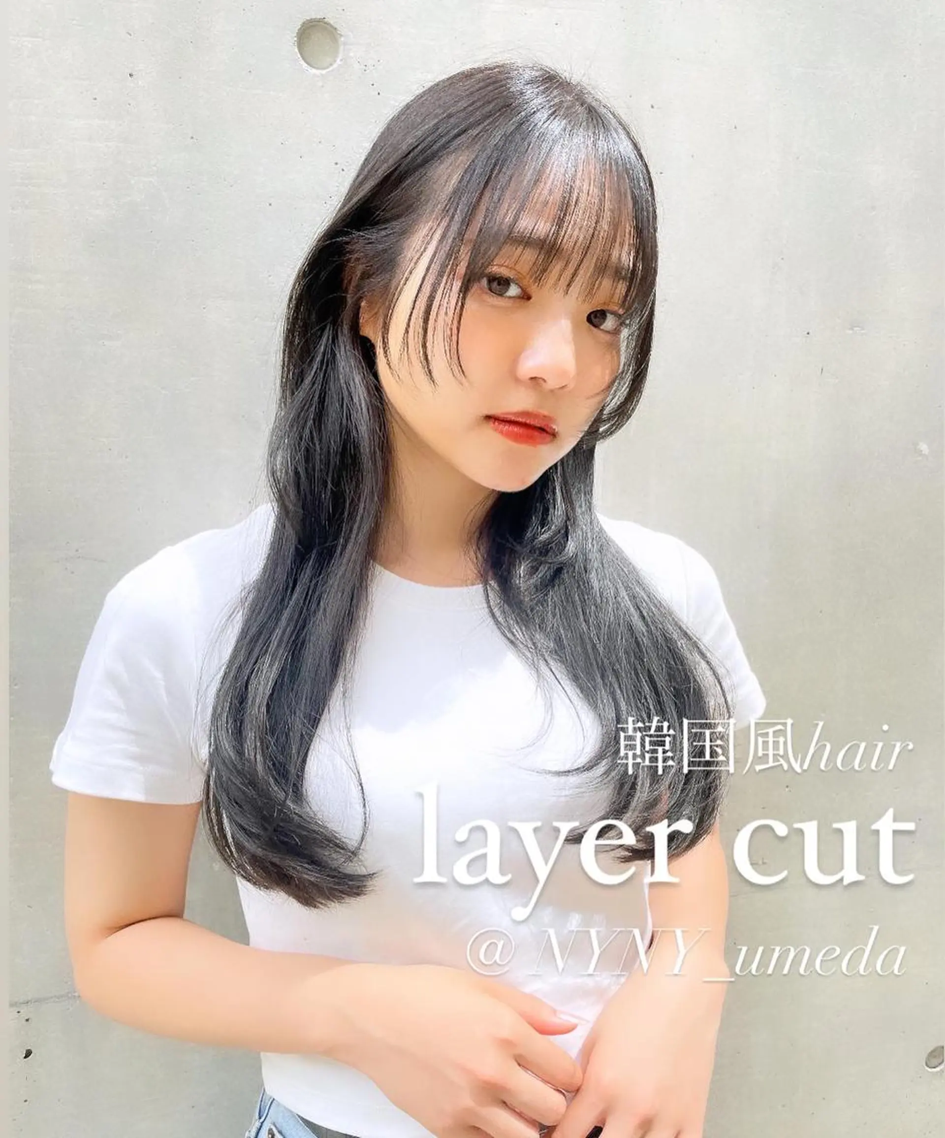 ロング カラー 韓国レイヤーカット/ ダブルカラーのヘアスタイル