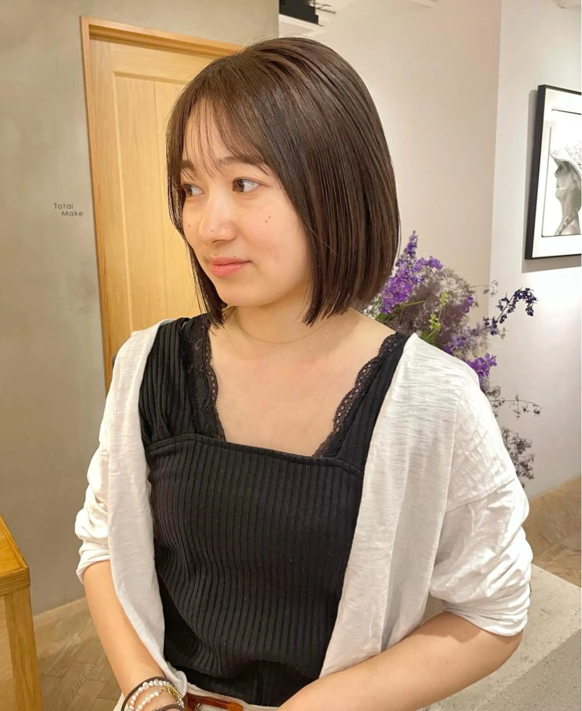 ミディアム カラー グレージュ ボブ カット ヘアカラー トリートメント ボブ/縮毛矯正 🌟梅田盛一🌟のヘアスタイル