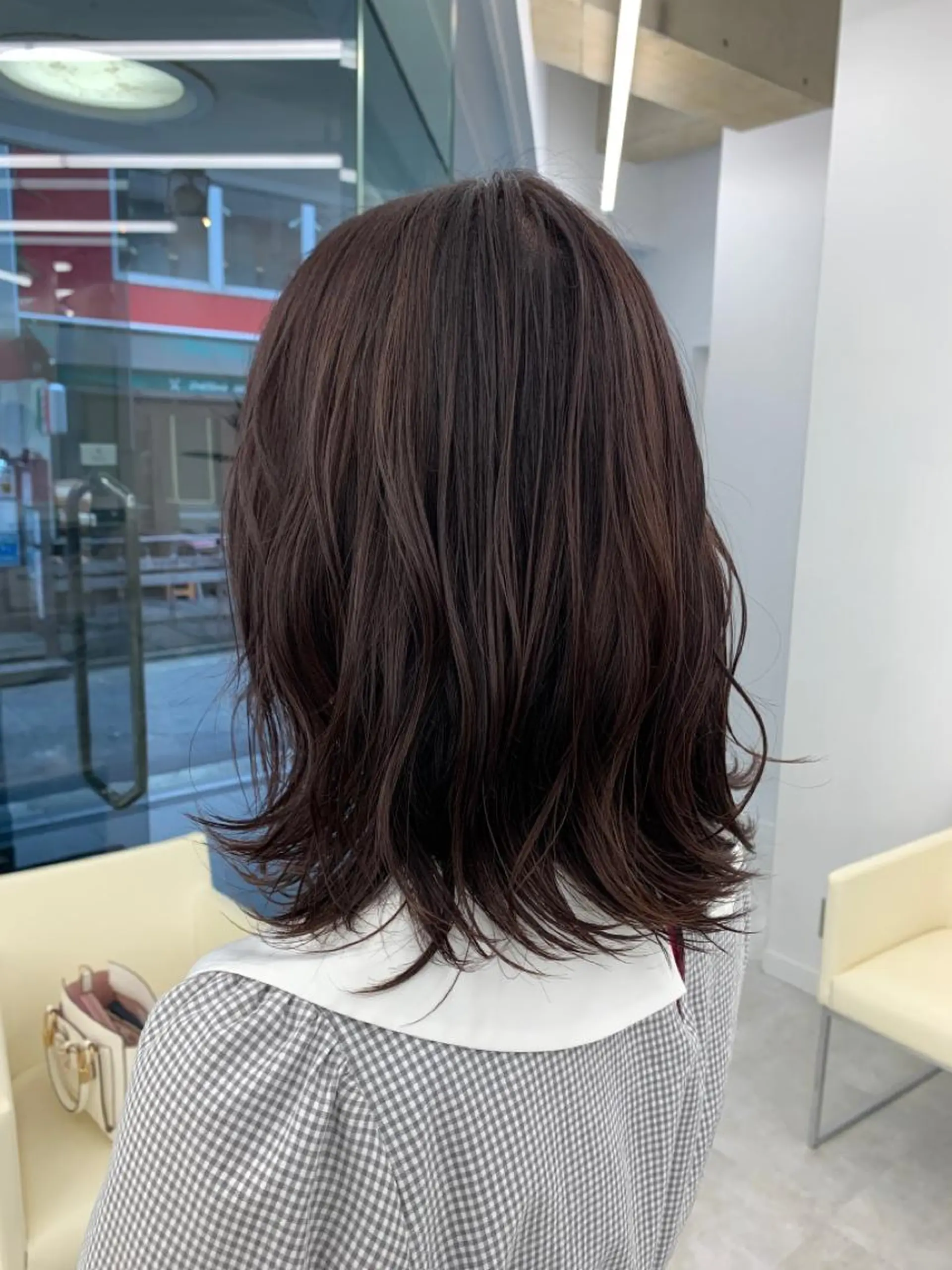 ロング カラー パーマ ヘアアレンジ メンズ キッズ ネイル マツエク・マツパ アイブロウ ボブ×自然な縮毛矯正 RYOGAのヘアスタイル