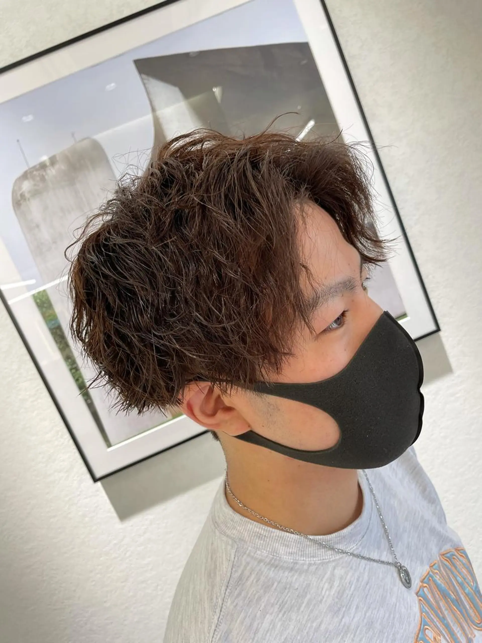 パーマ メンズ センターパート メンズ特化/矢場町駅 徒歩1分/岡本一真のヘアスタイル