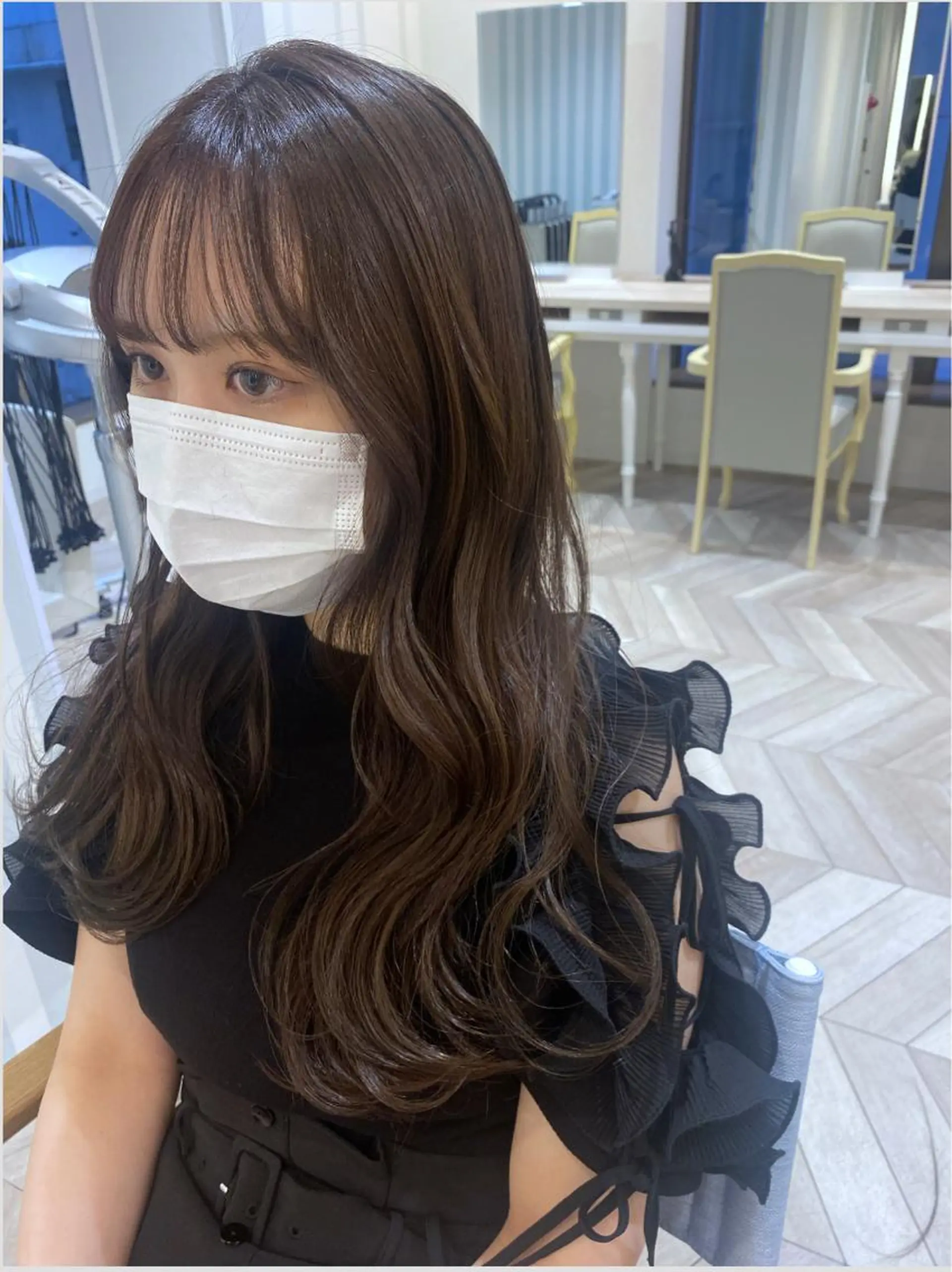 ロング カラー カット ヘアカラー 小顔レイヤー/ ベージュ🤍Rieのヘアスタイル