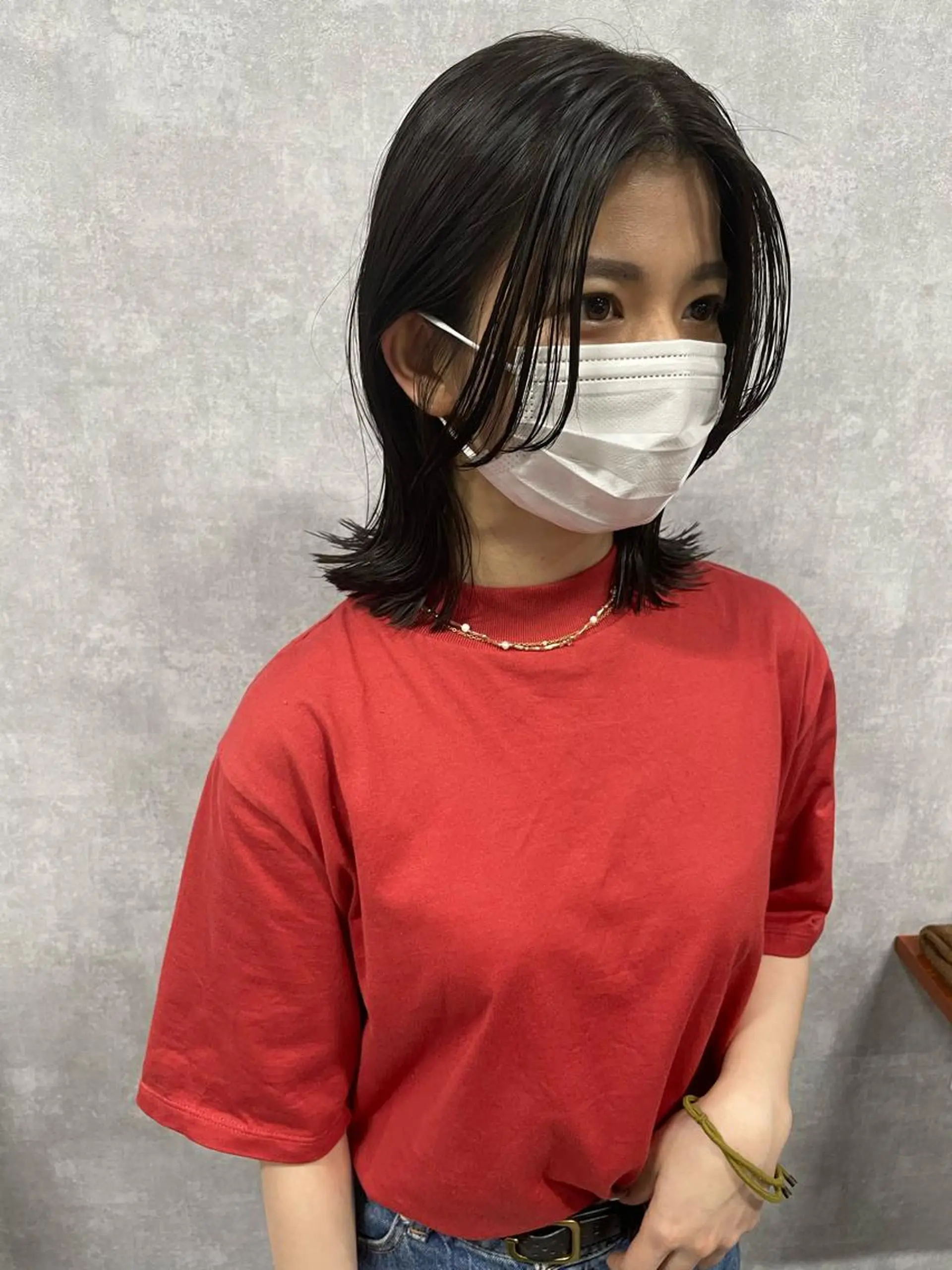 ミディアム 切りっぱなしボブ ショートボブ ミディアムパーマ ミストバング ボブ モテ髪/ボブ/ショー ト/アダチフウトのヘアスタイル