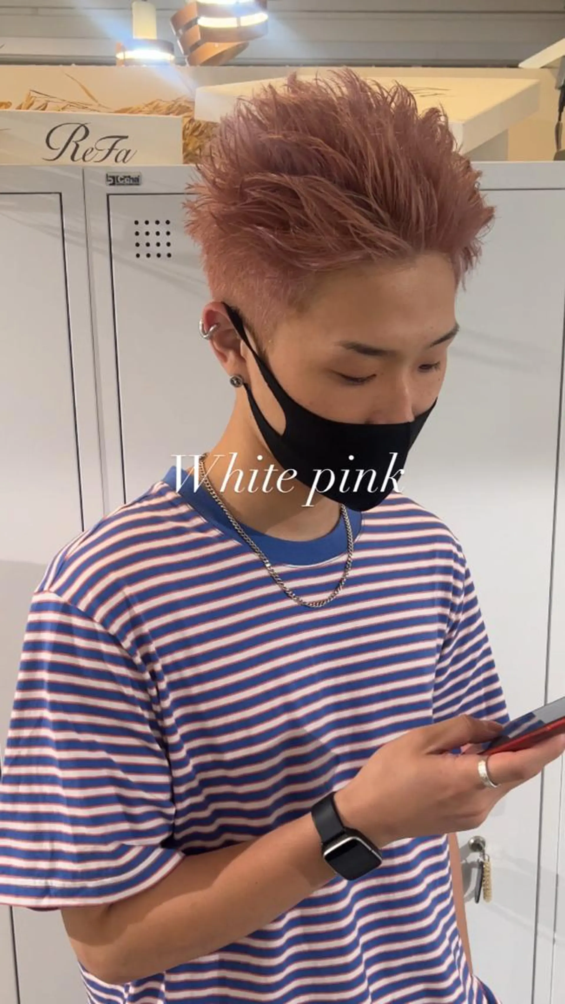 カラー ハイトーンカラー ピンクカラー ホワイトピンク 縮毛矯正とレイヤー カット/杉村凜汰郎のヘアスタイル