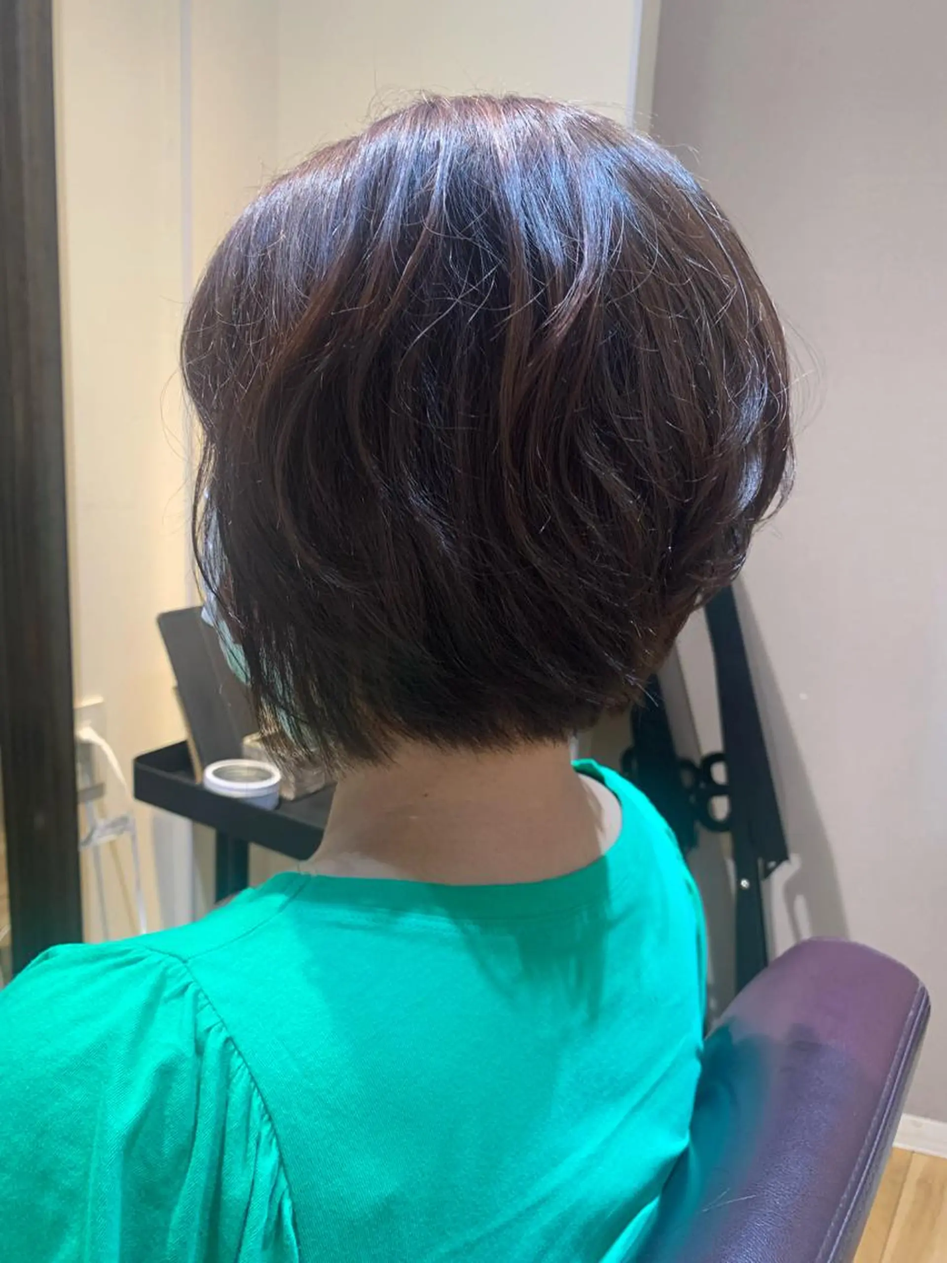 ショート カラー パーマ ヘアアレンジ メンズ キッズ テラコッタ 顔周りカット レイヤーカット ショートヘア ストレートパーマ ORGA所属・飯塚 朋代のヘアスタイル