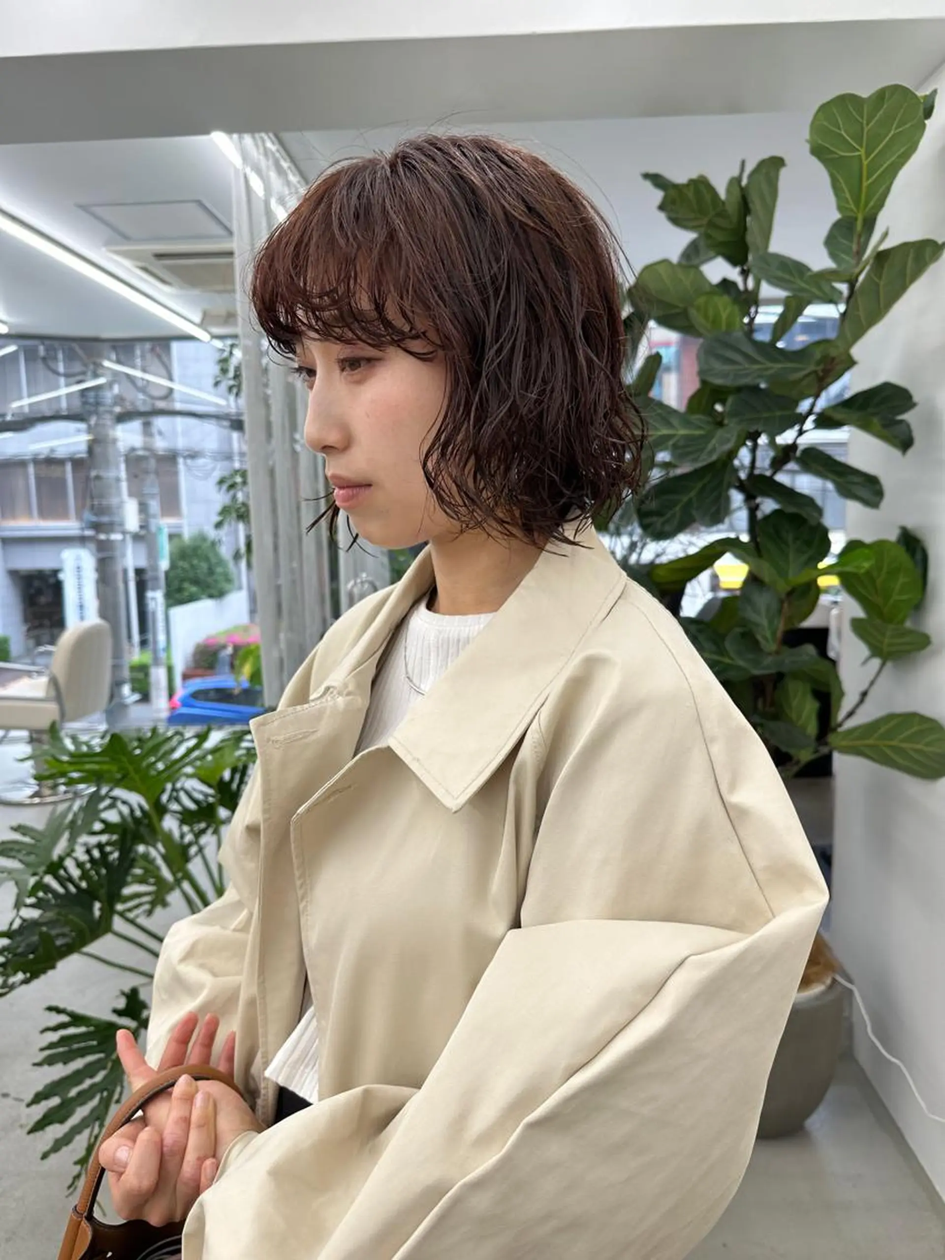 ショート カラー パーマ ボブ ニュアンスパーマ カット パーマ トリートメント ボブ/レイヤー/ケア パーマ/リュウタのヘアスタイル