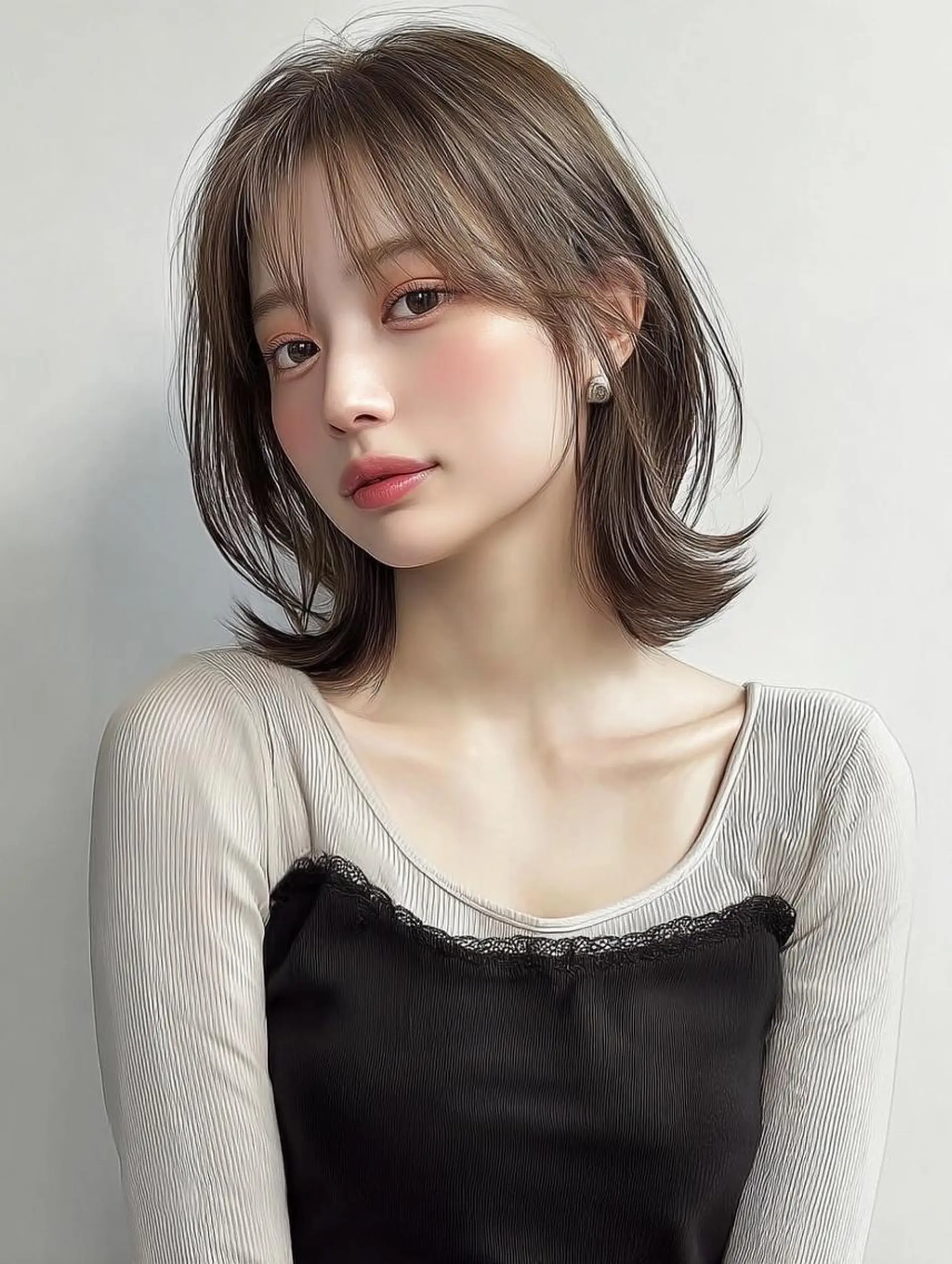 ミディアム ヘアアレンジ 髪質改善 韓国風ヘア レイヤーカット 似合わせカット シースルーバング カット ヘアカラー Ayumu /京都／西院のヘアスタイル