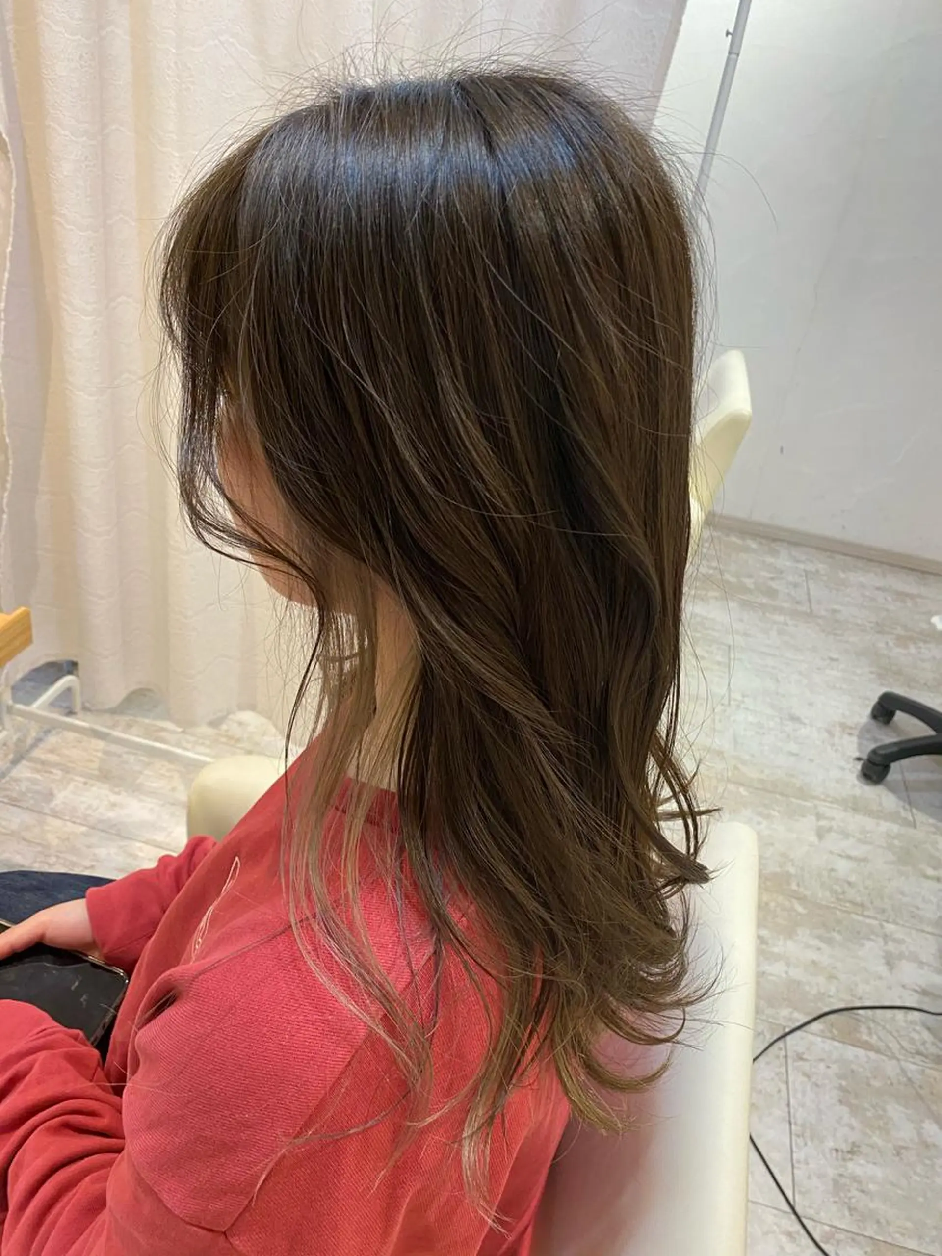 ロング カラー ブリーチなしWカラー /酸性ストレート河本のヘアスタイル