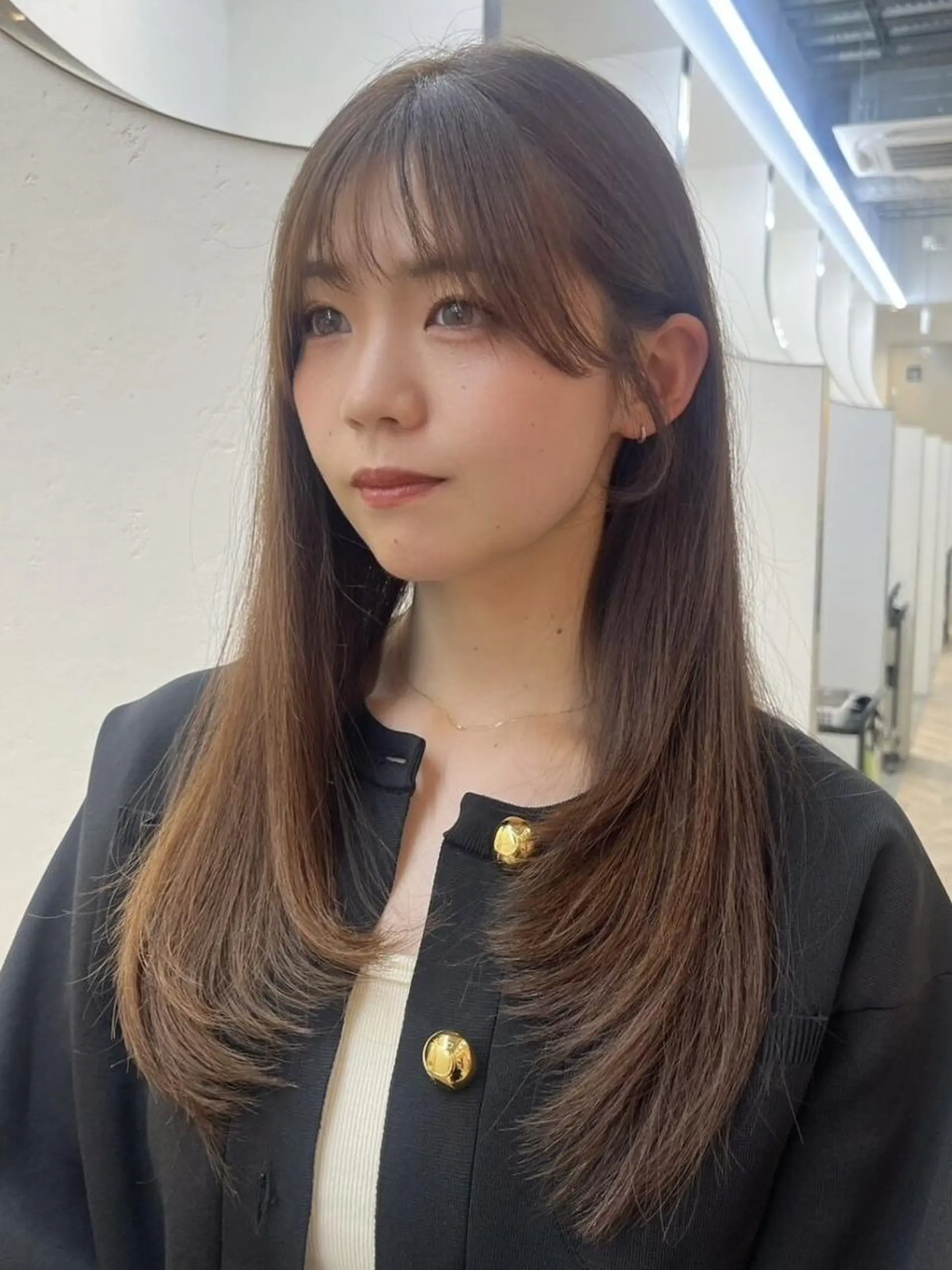 ロング ボブ ハイライト 髪質改善 韓国風ヘア レイヤーカット .5 by soleil 小松店のヘアスタイル